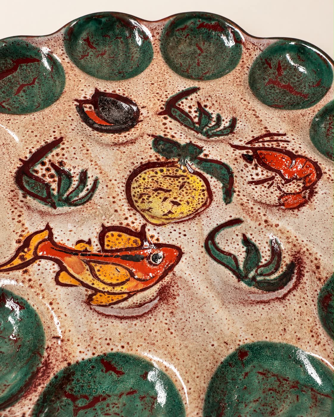 Large Vintage French Ceramic Oyster Platter