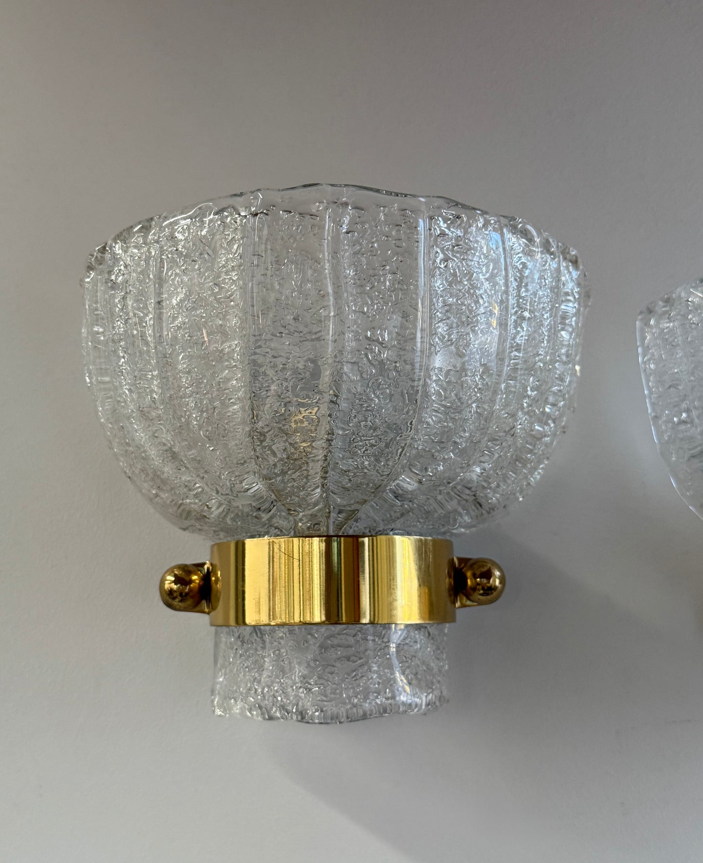 Pair of Murano Glass Wall Lights by Hillebrand
