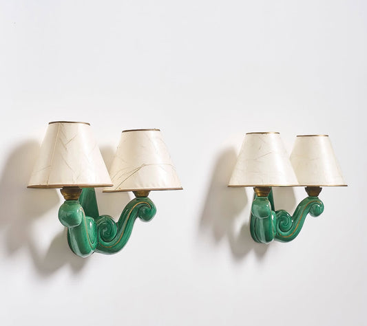 Pair of 1950’s French Ceramic Wall Lights