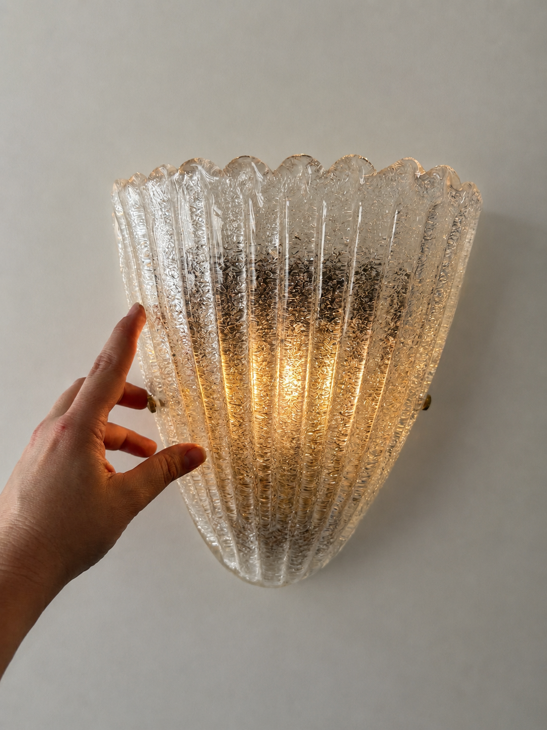 Pair of Vintage Murano Scalloped Wall Lights