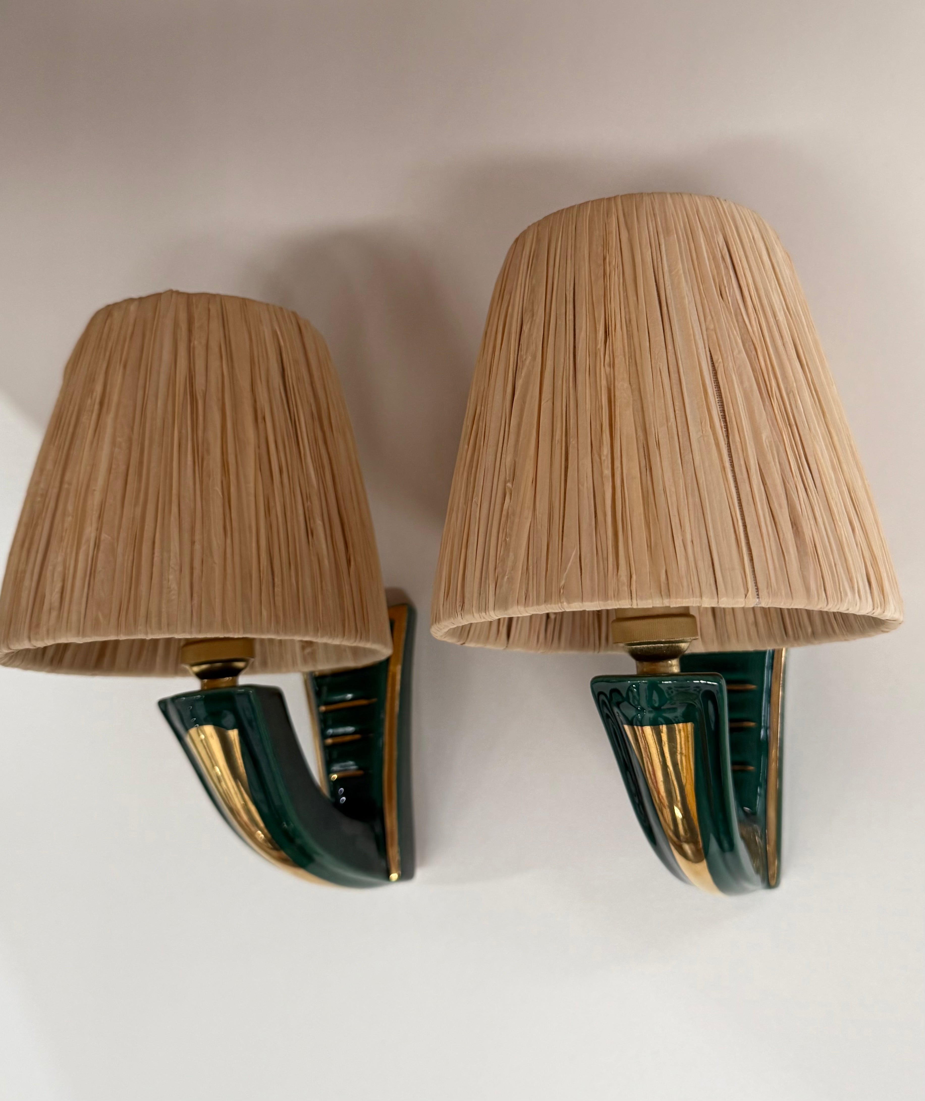 Pair of 1950’s French Ceramic Wall Lights - Two Pairs Available