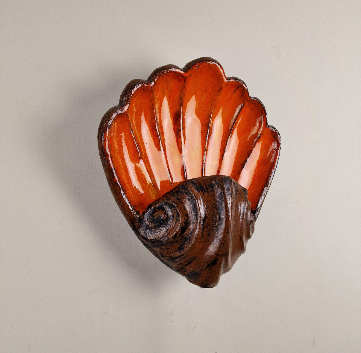 Large French Ceramic Shell Wall Light
