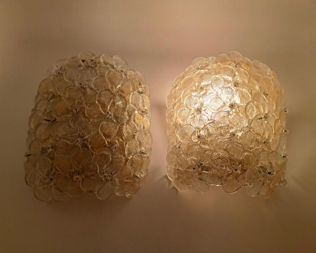 Pair of Murano Flower Wall Lights by Seguso