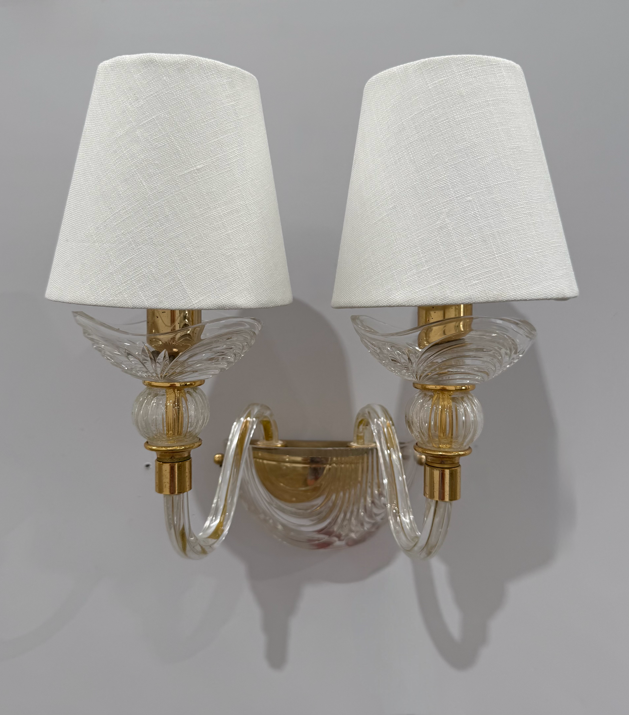 Pair of Vintage Italian Glass Wall Lights