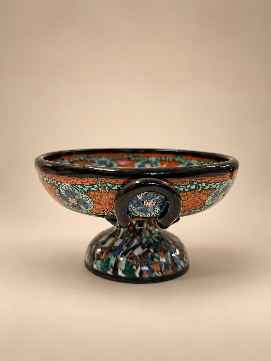 French Mosaic Ceramic Bowl by Jean Gerbino