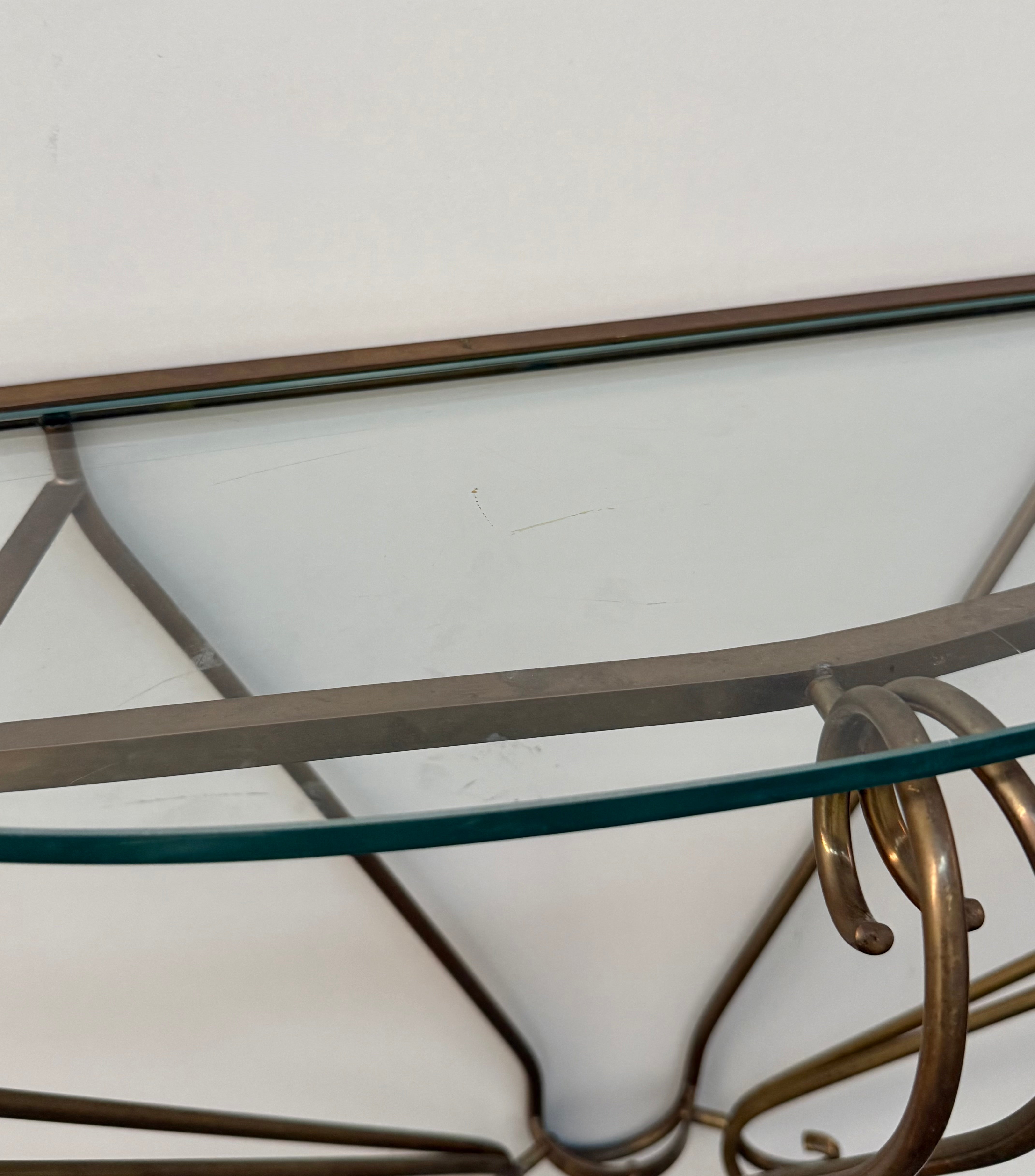 Italian Brass and Glass Console