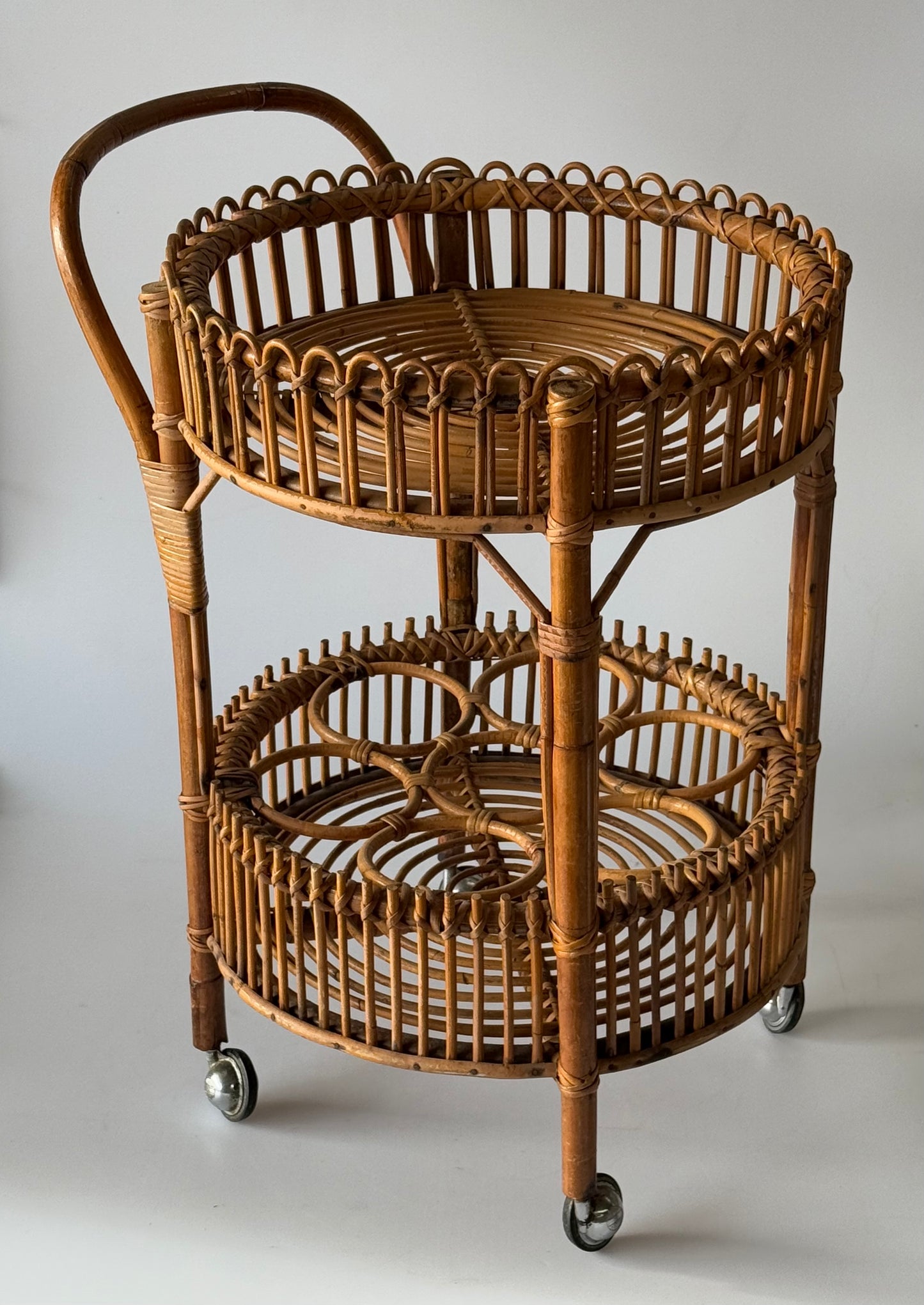 Italian 1960’s Bamboo Bar Trolley by Bonacina