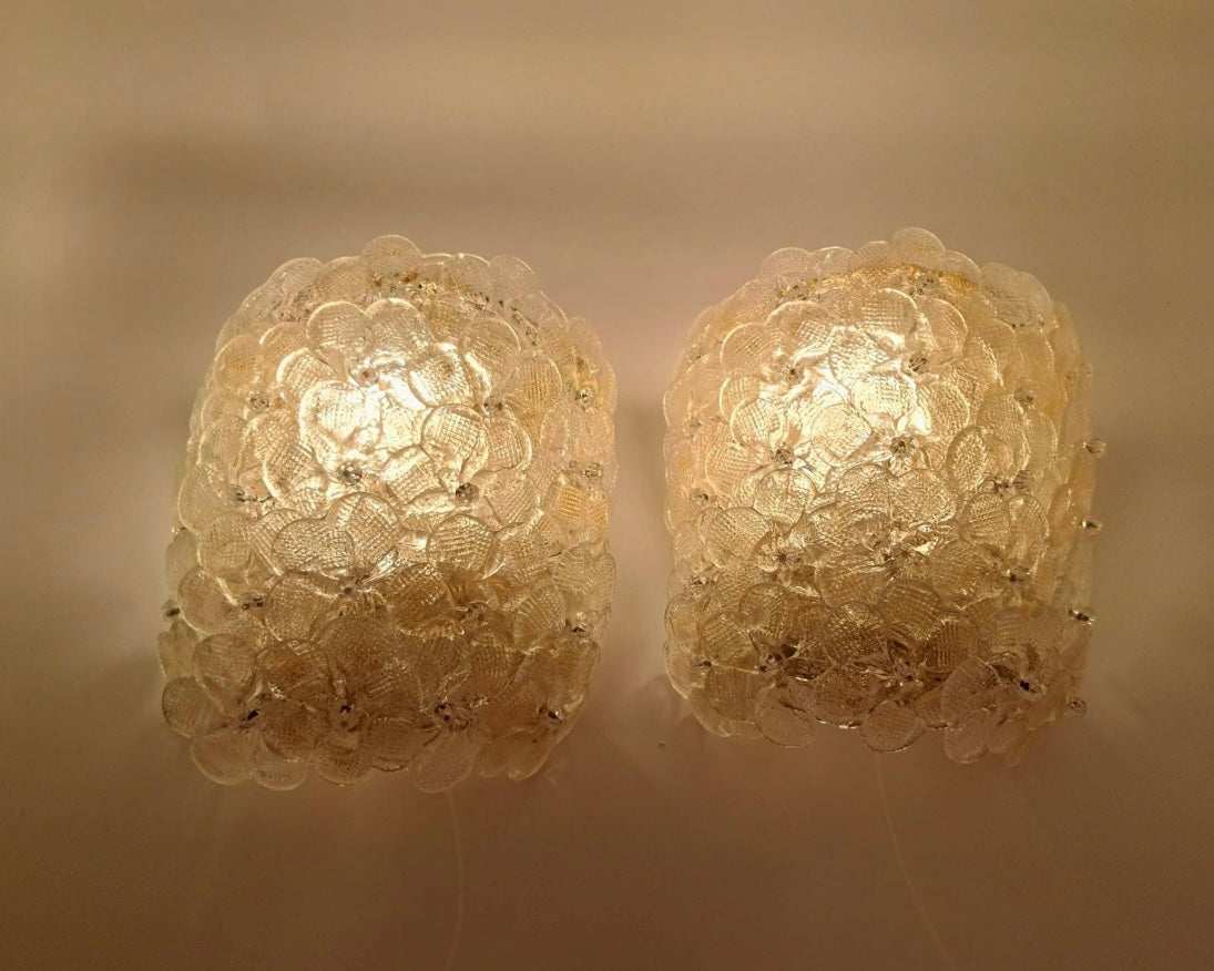 Pair of Murano Flower Wall Lights by Seguso