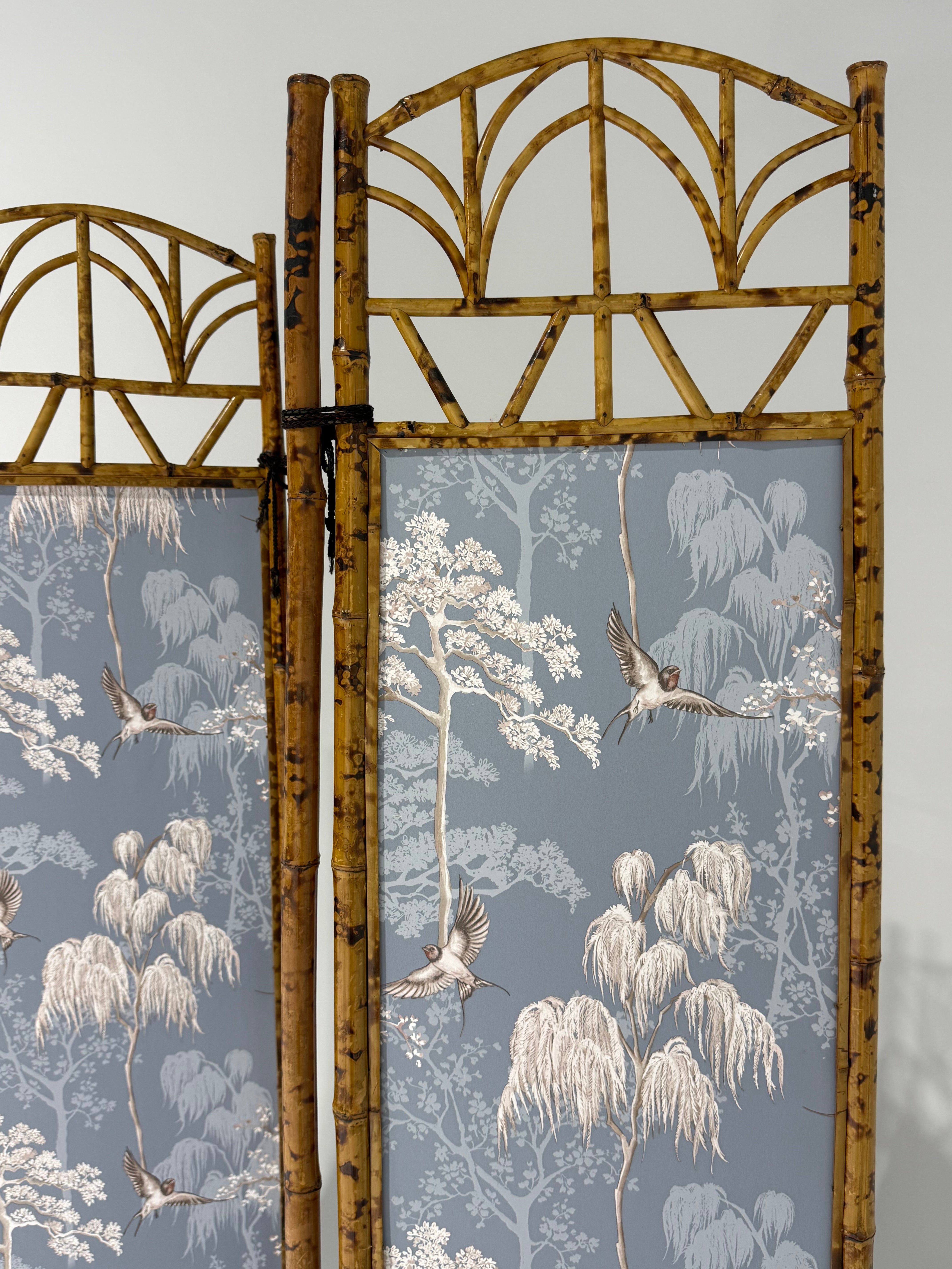 Vintage Bamboo Folding Screen