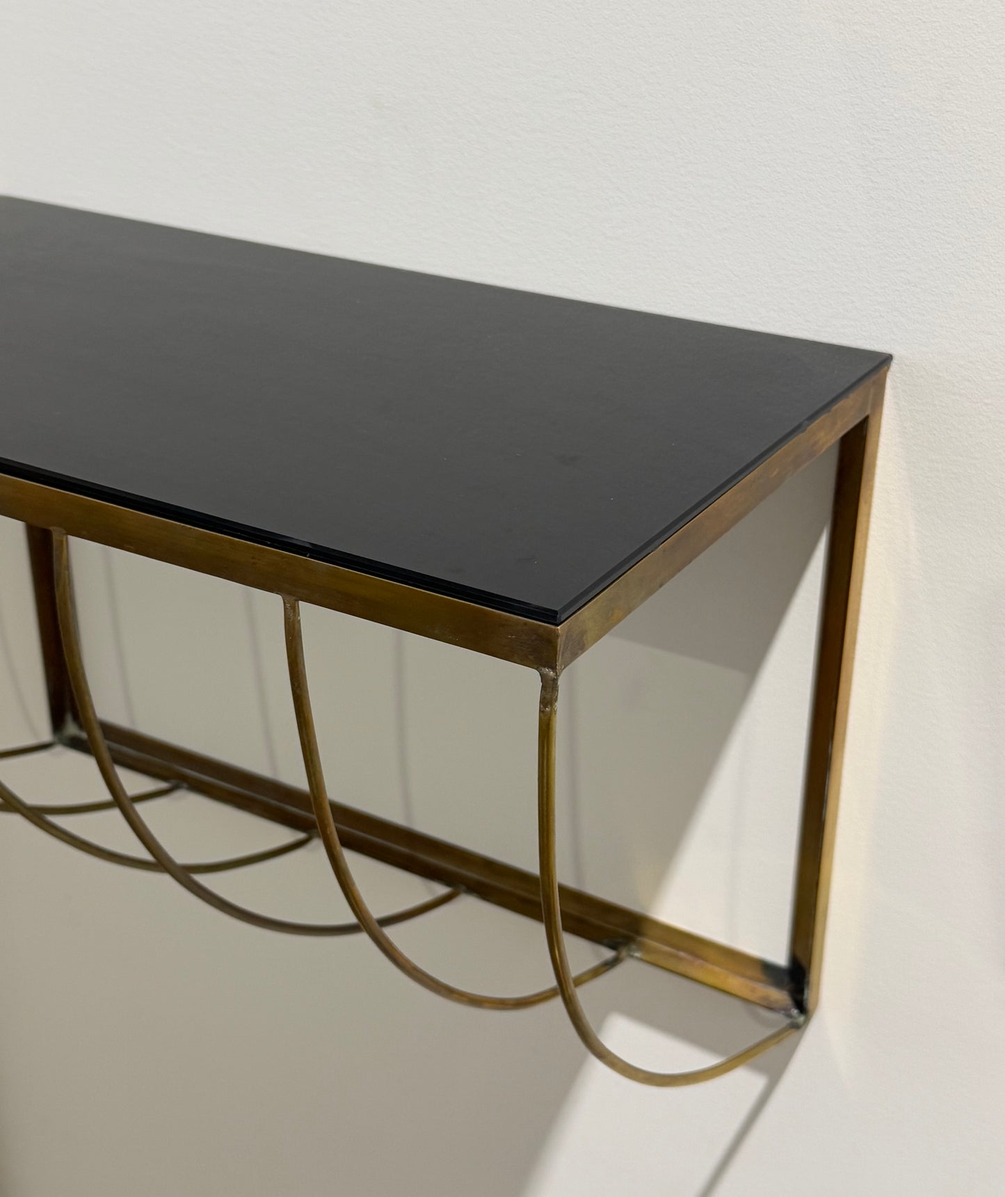Italian Brass and Glass Console - Two Available