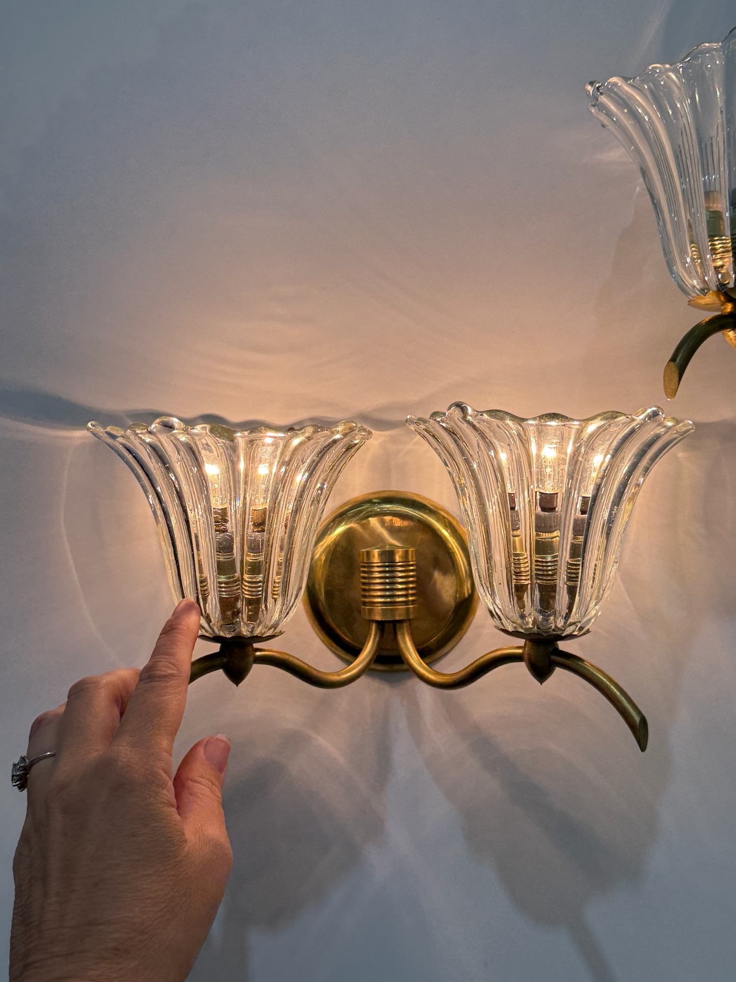 Double Bowl Murano Wall Light by Barovier - Two Available