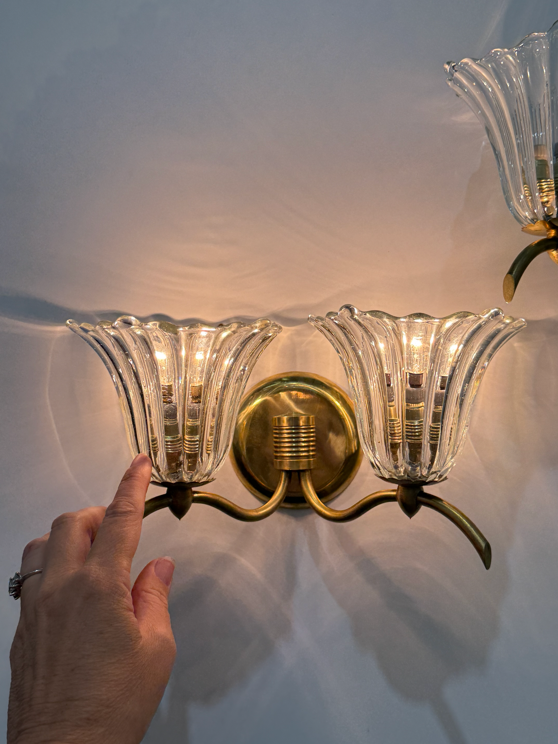 Double Bowl Murano Wall Light by Barovier - Two Available