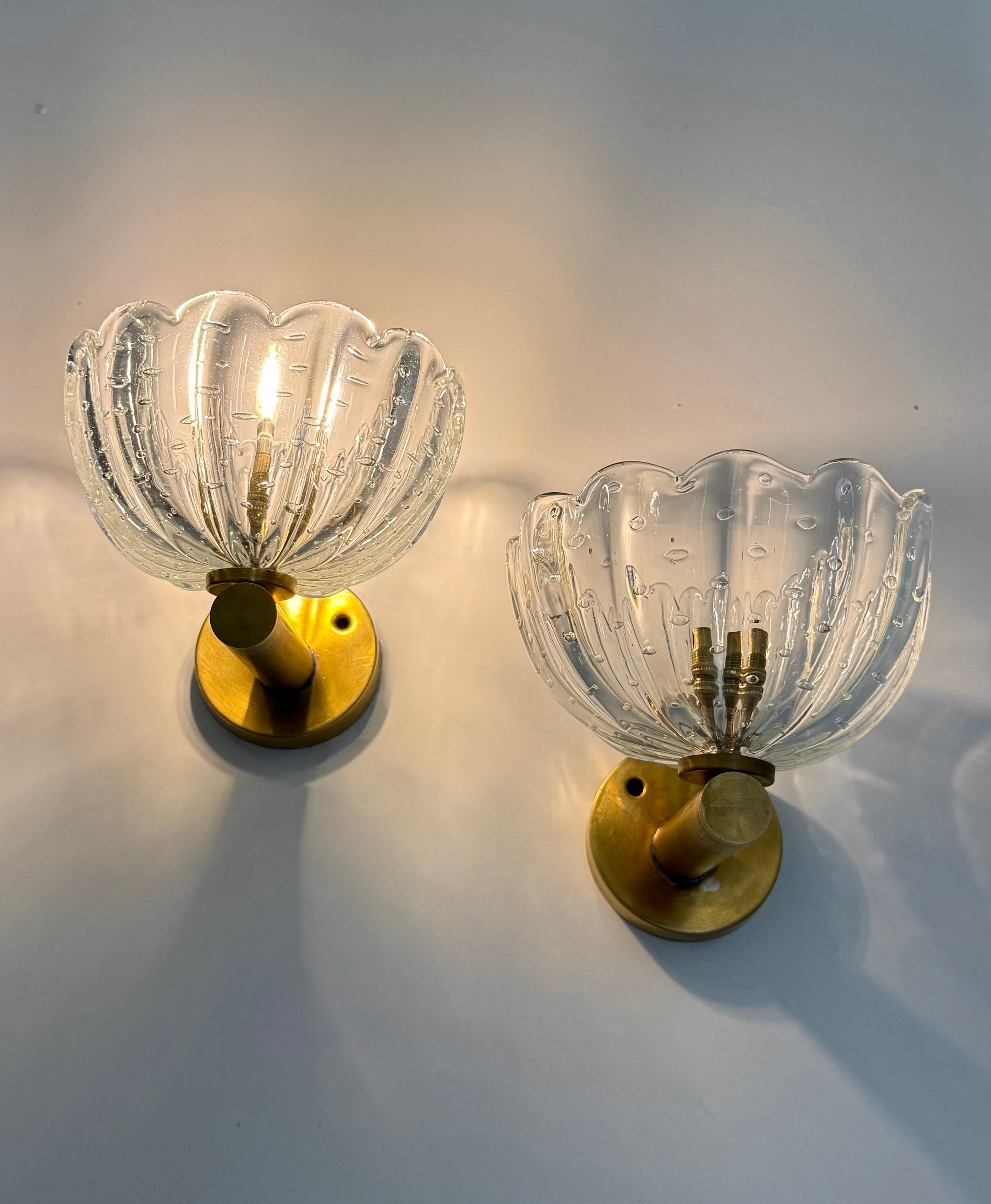 Pair of Murano Bullicante Wall Lights by Barovier