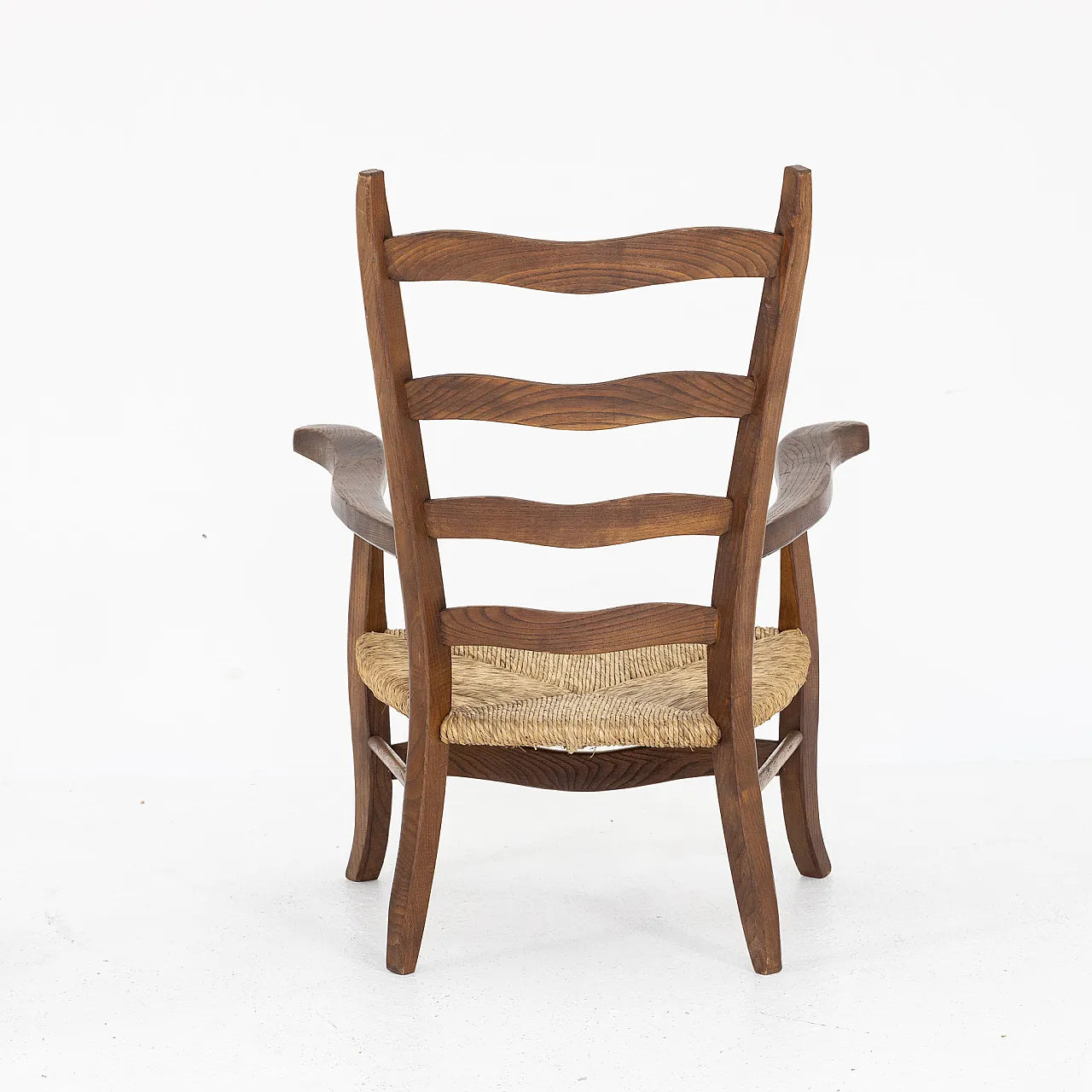 Vintage Italian Timber & Rush Armchair - Two Available