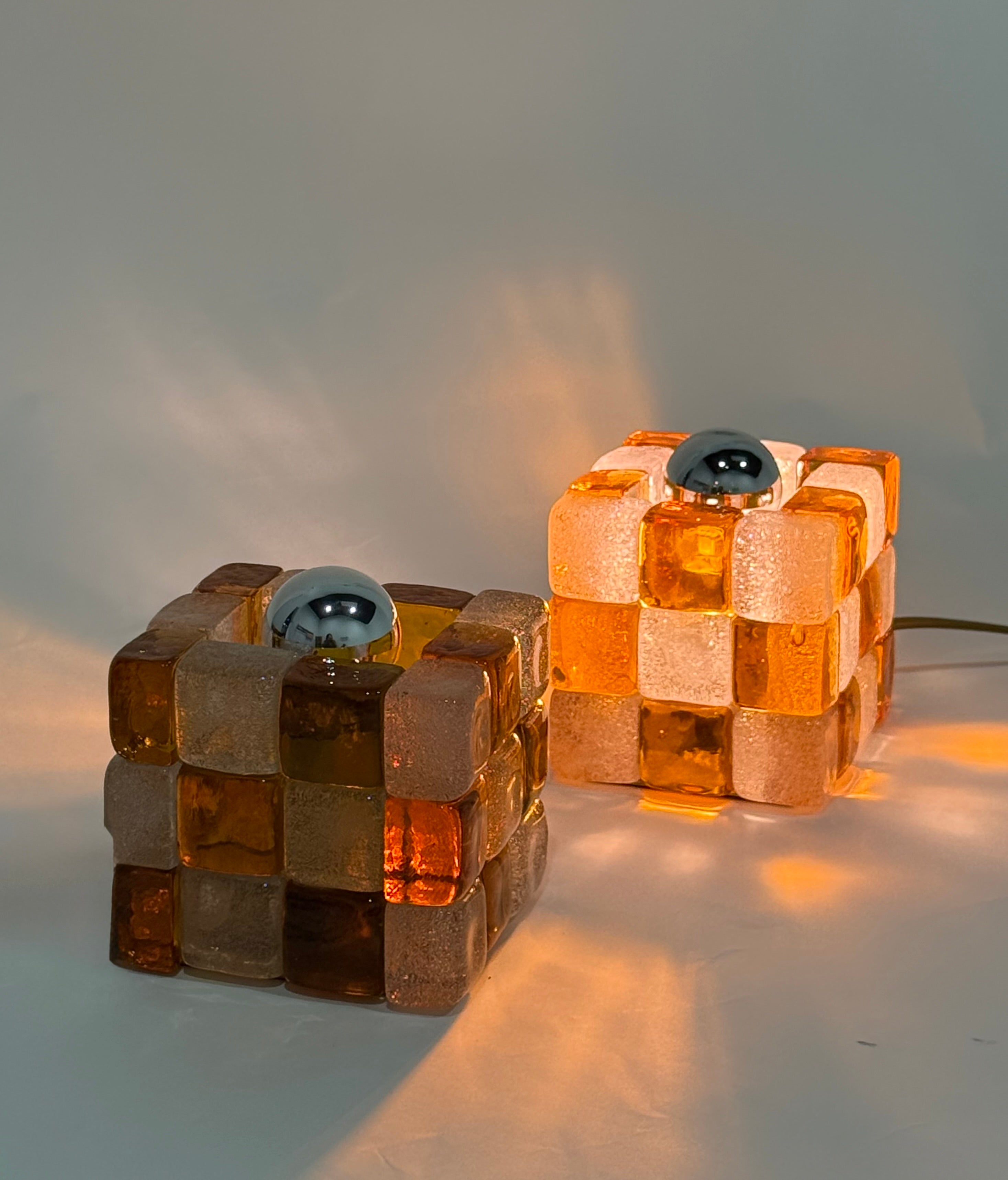 1970’s Murano Cube Table Lamp by Poliarte - Two Available