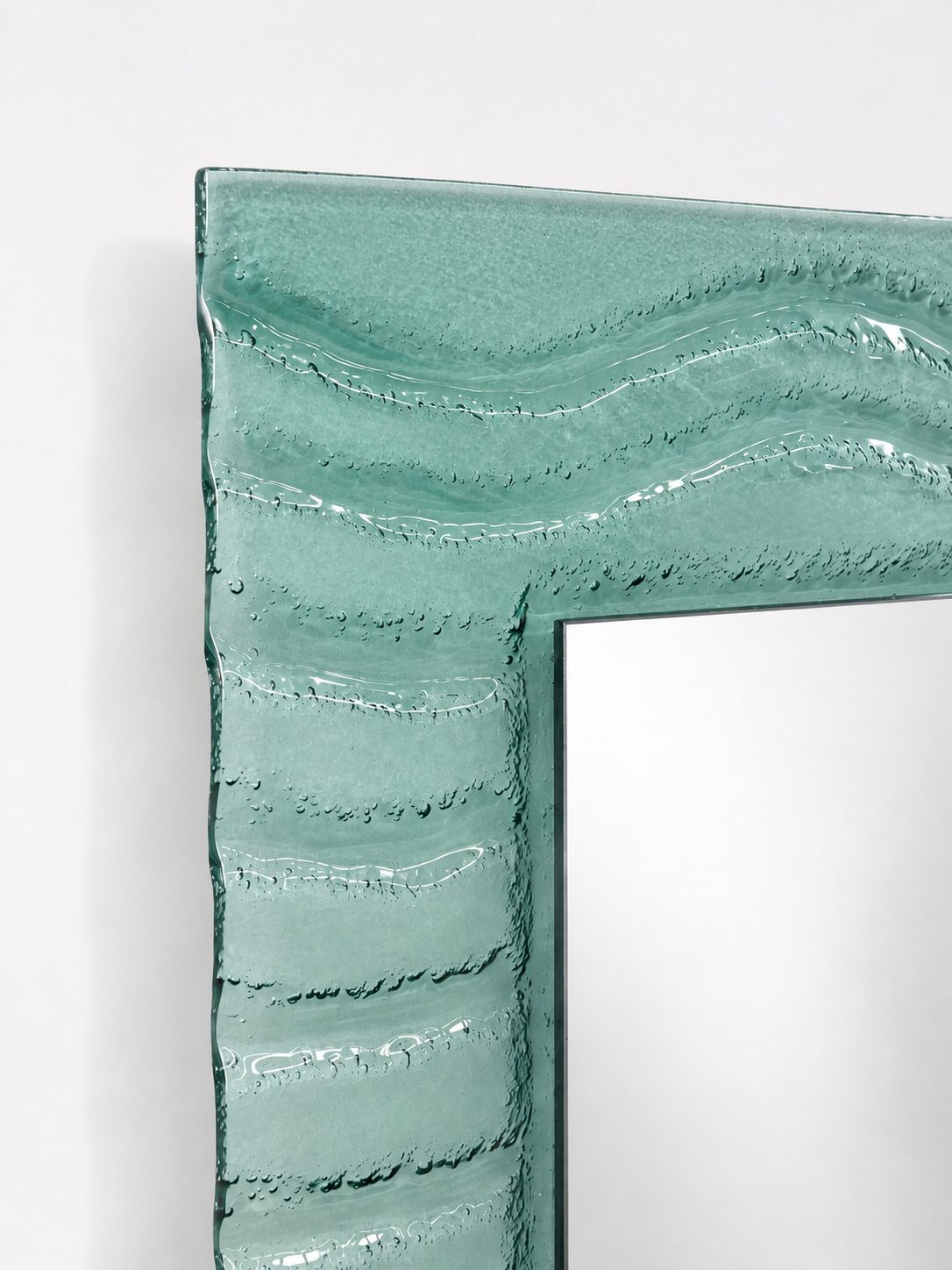 Vintage Green Moulded Glass Mirror - Two Available