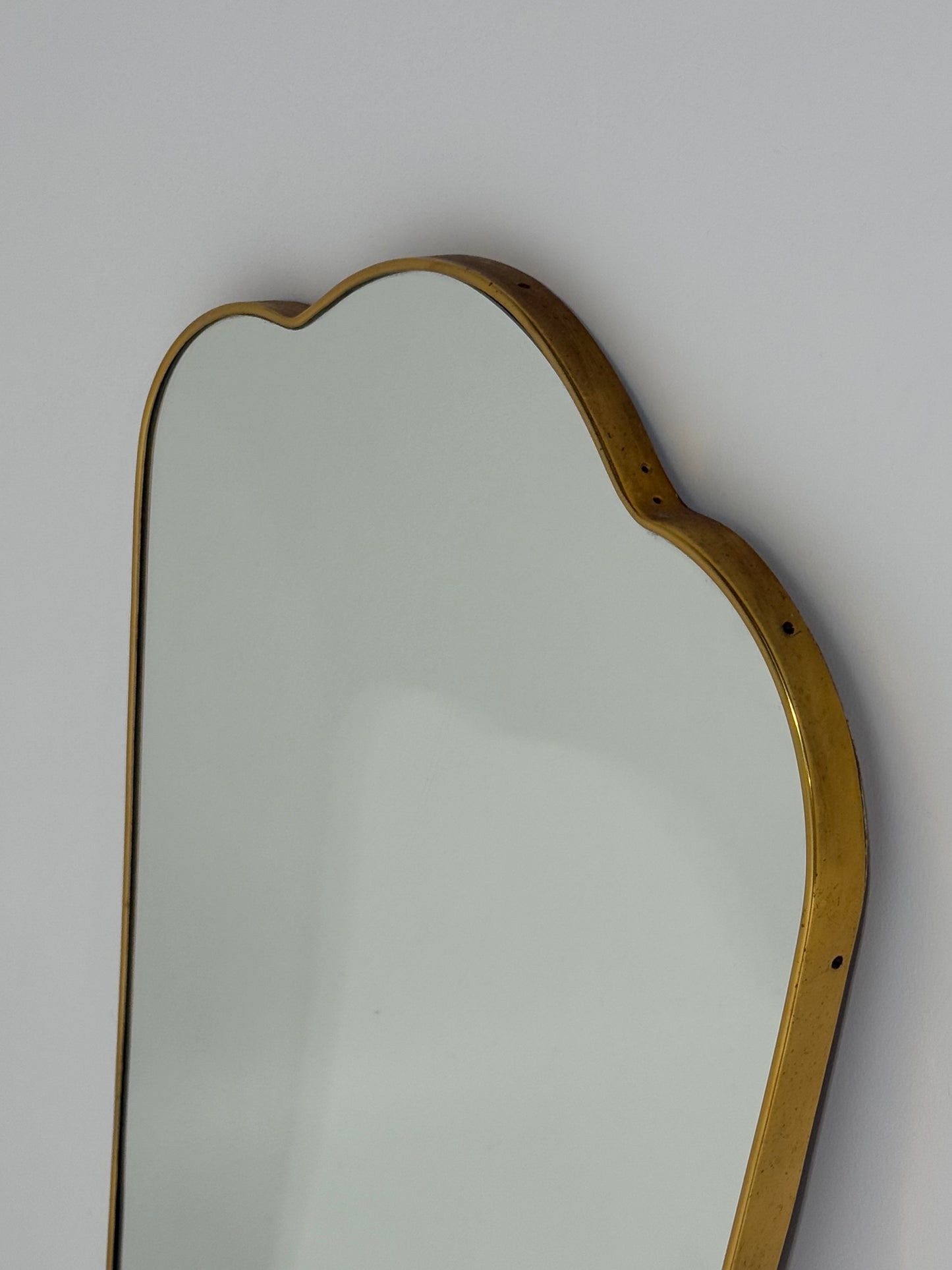 Large Vintage Italian Curved Brass Mirror