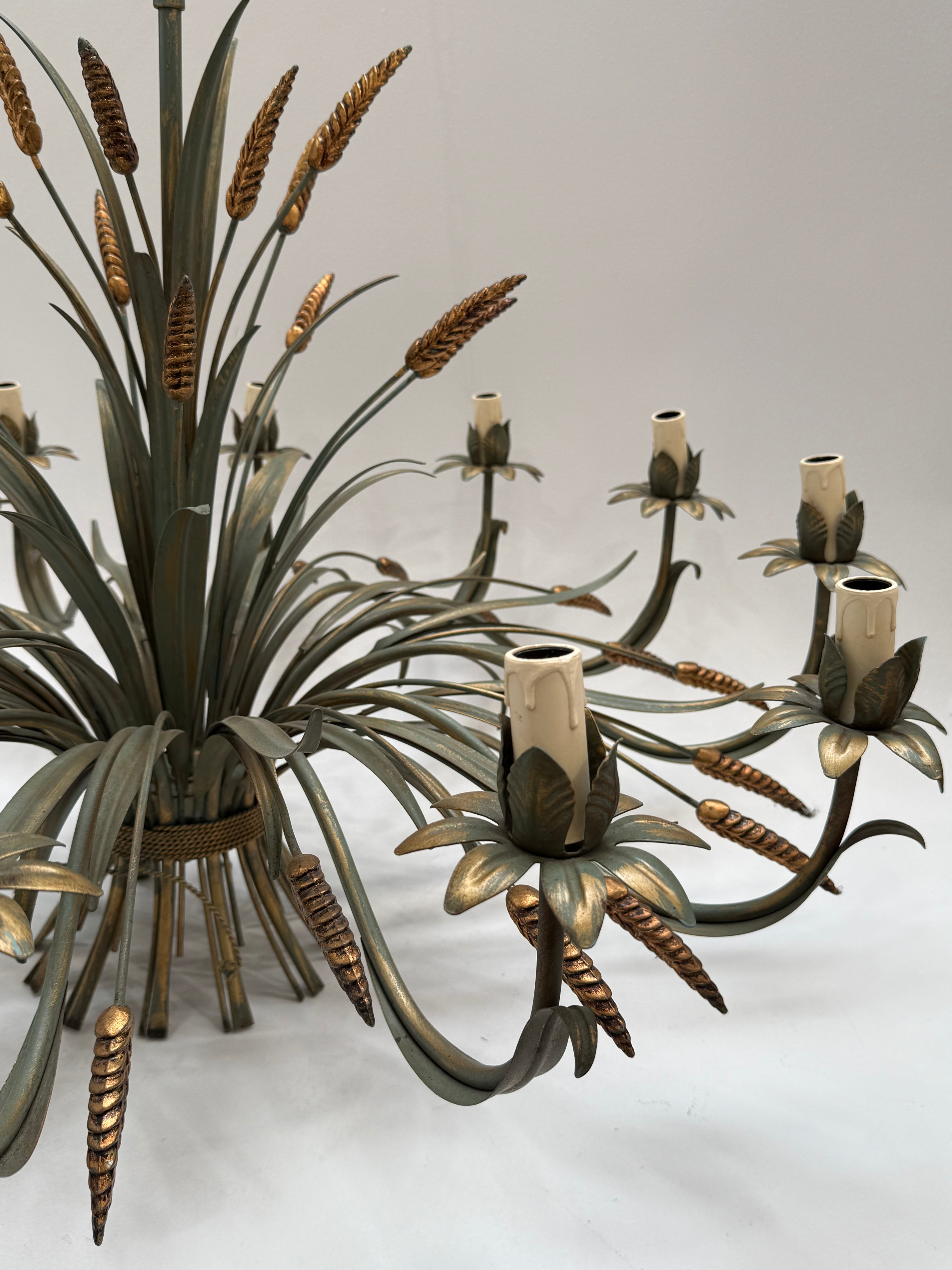 French Tole Wheat Sheaf Chandelier
