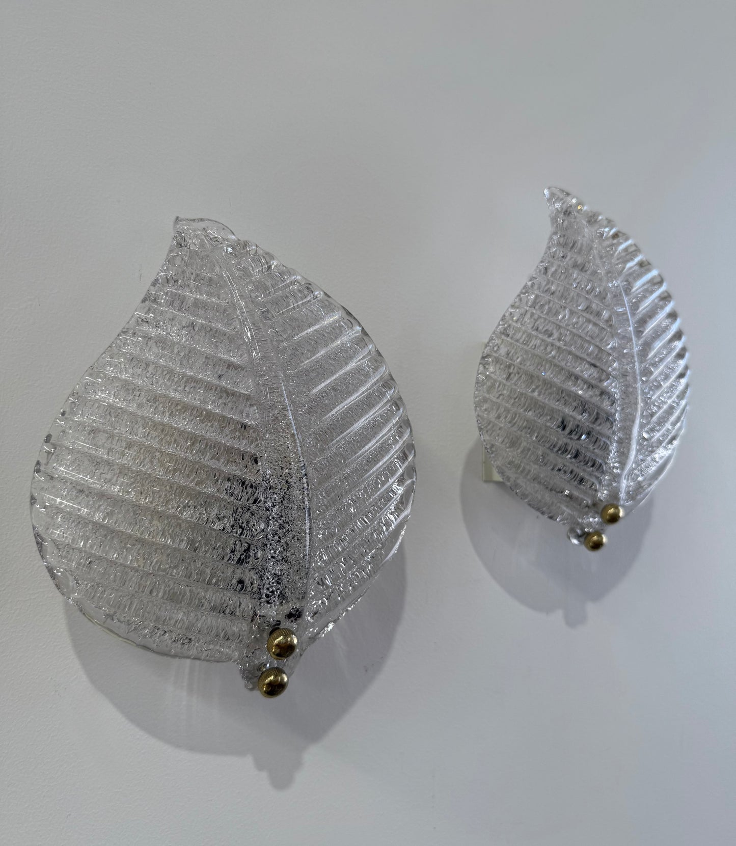 Pair of Murano Glass Foglia Wall Lights