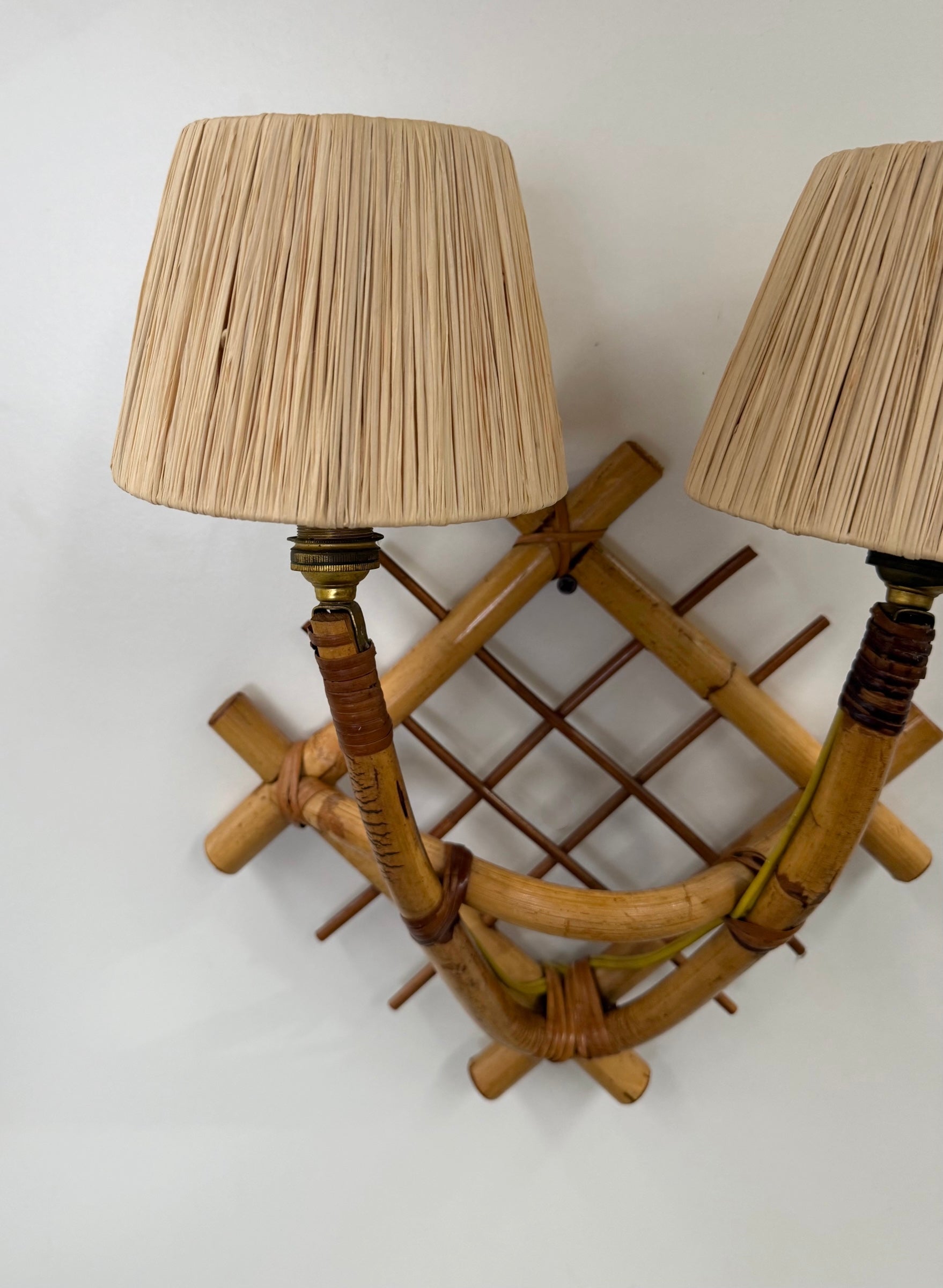 1970’s French Bamboo Wall Light by Louis Sognot