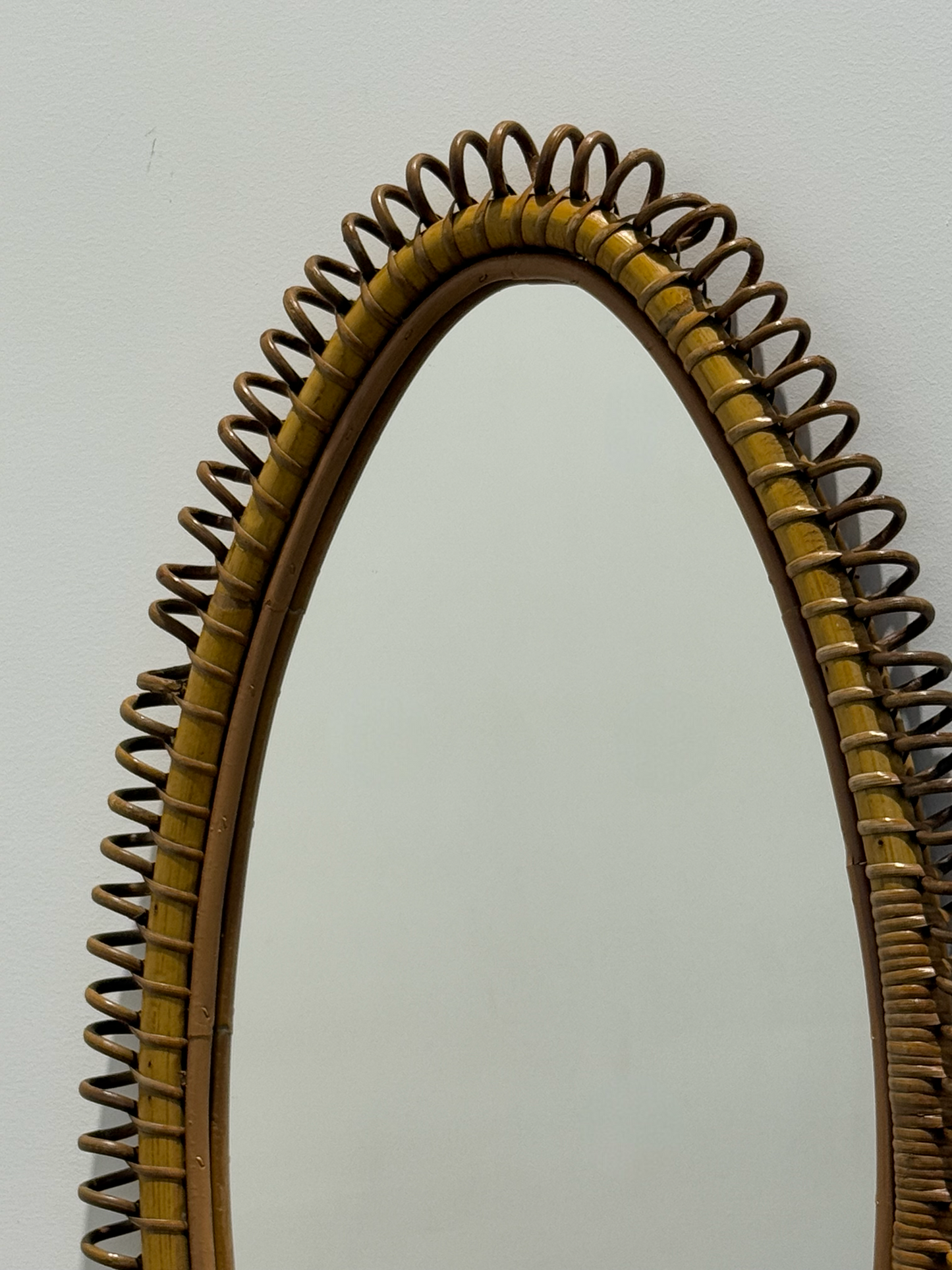 Large Italian Bamboo Mirror by Franco Albini