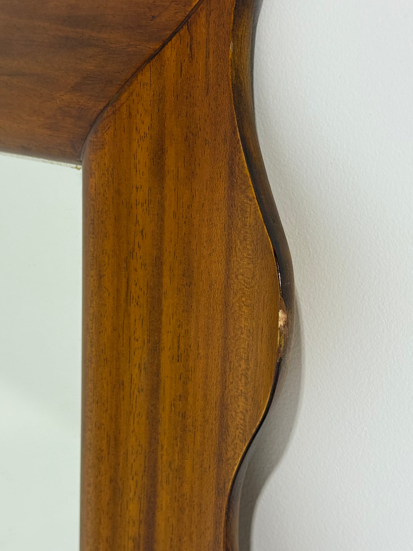 Italian Oak Wall Mirror with Scalloped Frame