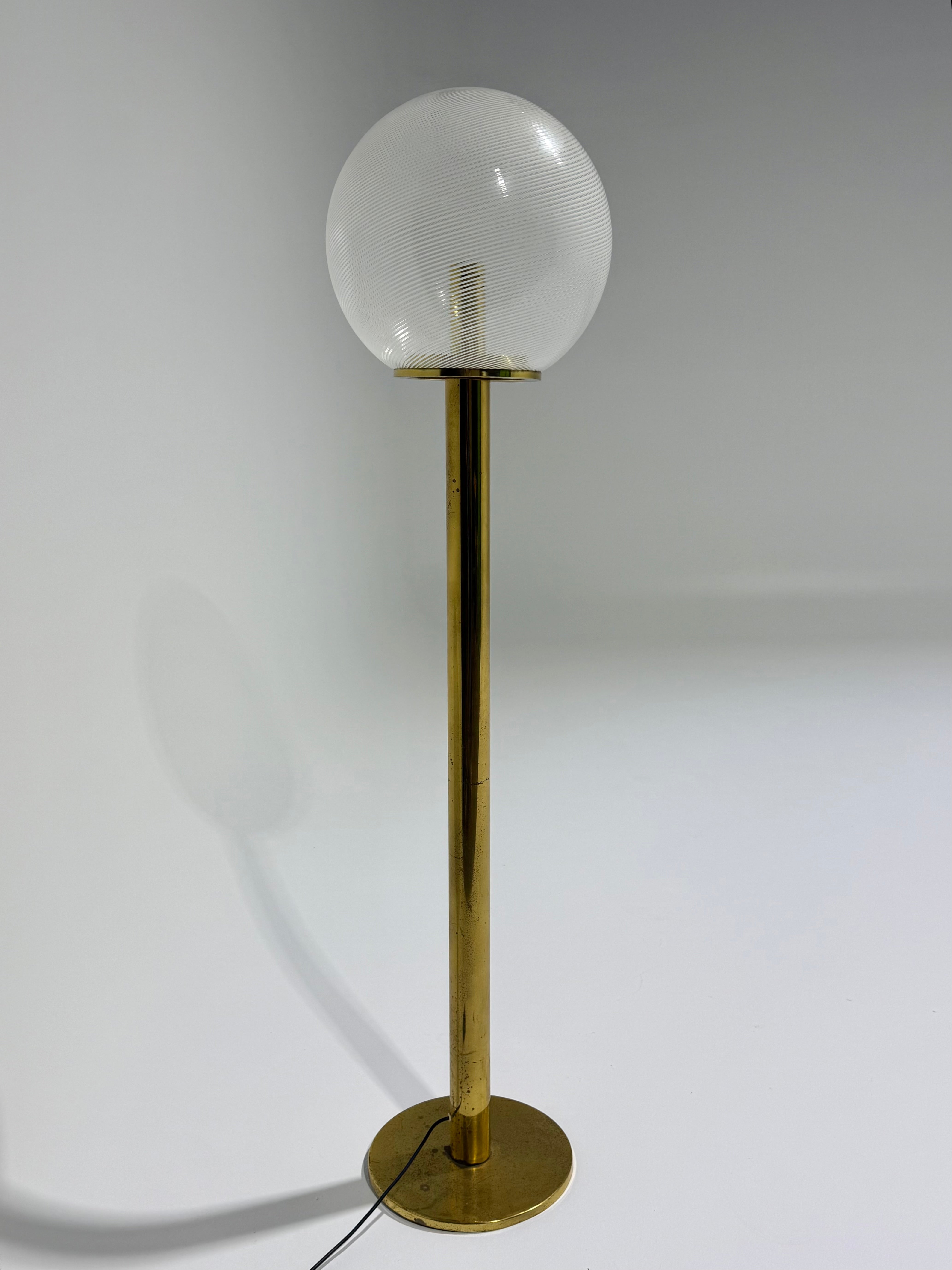 1970’s Italian Floor Lamp with Murano Glass Shade