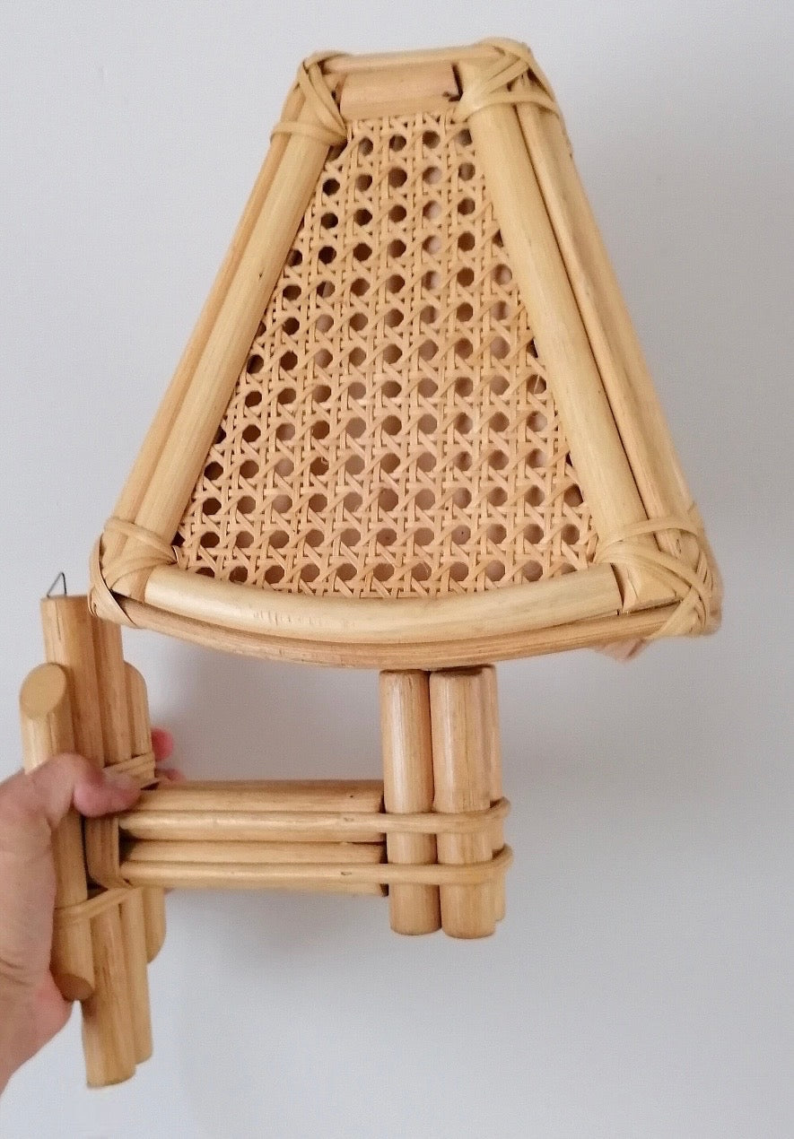 Large Pair of 1950’s Swedish Rattan Wall Lights