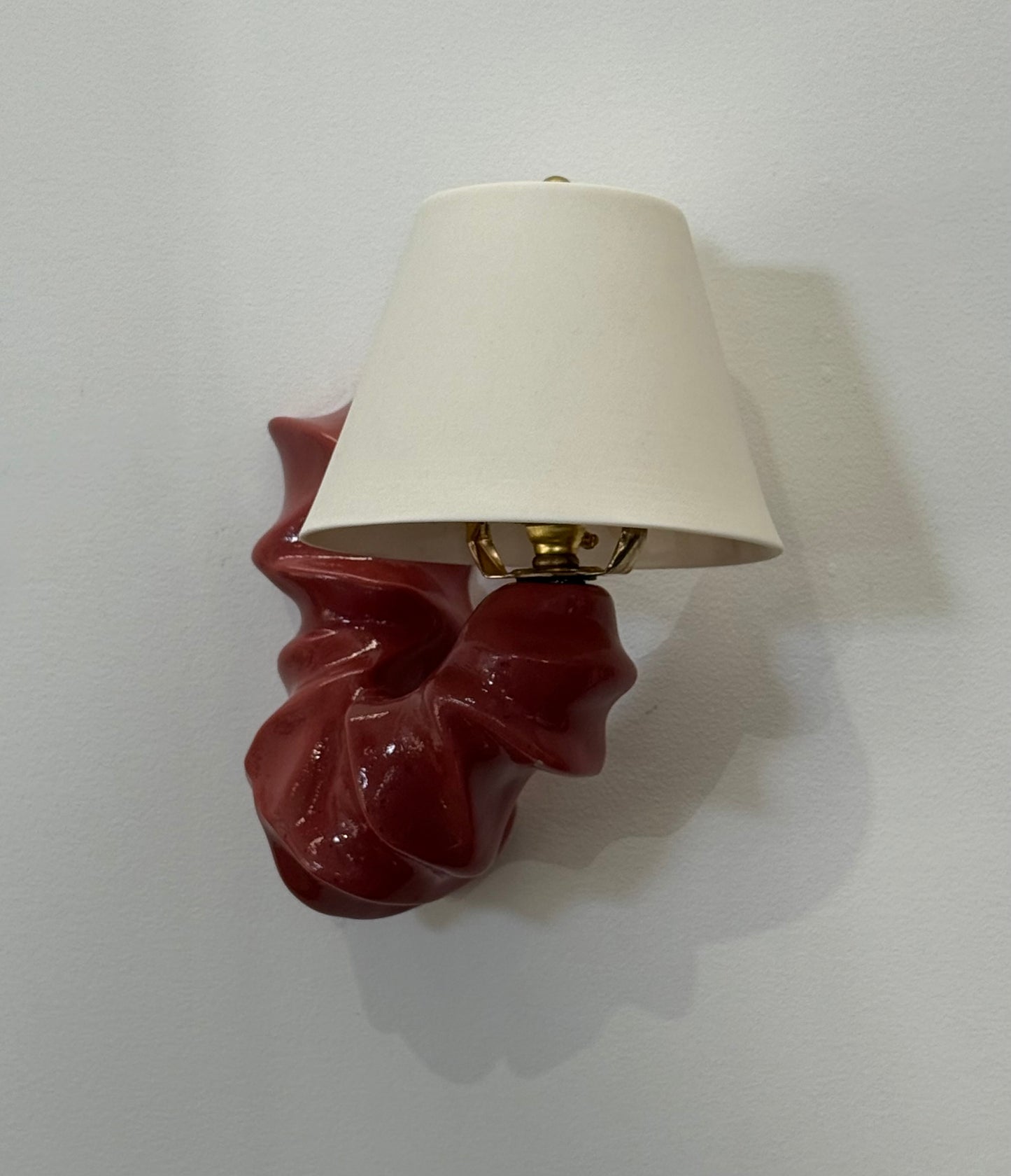 Pair of ARCO Ceramic Wall Lights - Bordeaux Red