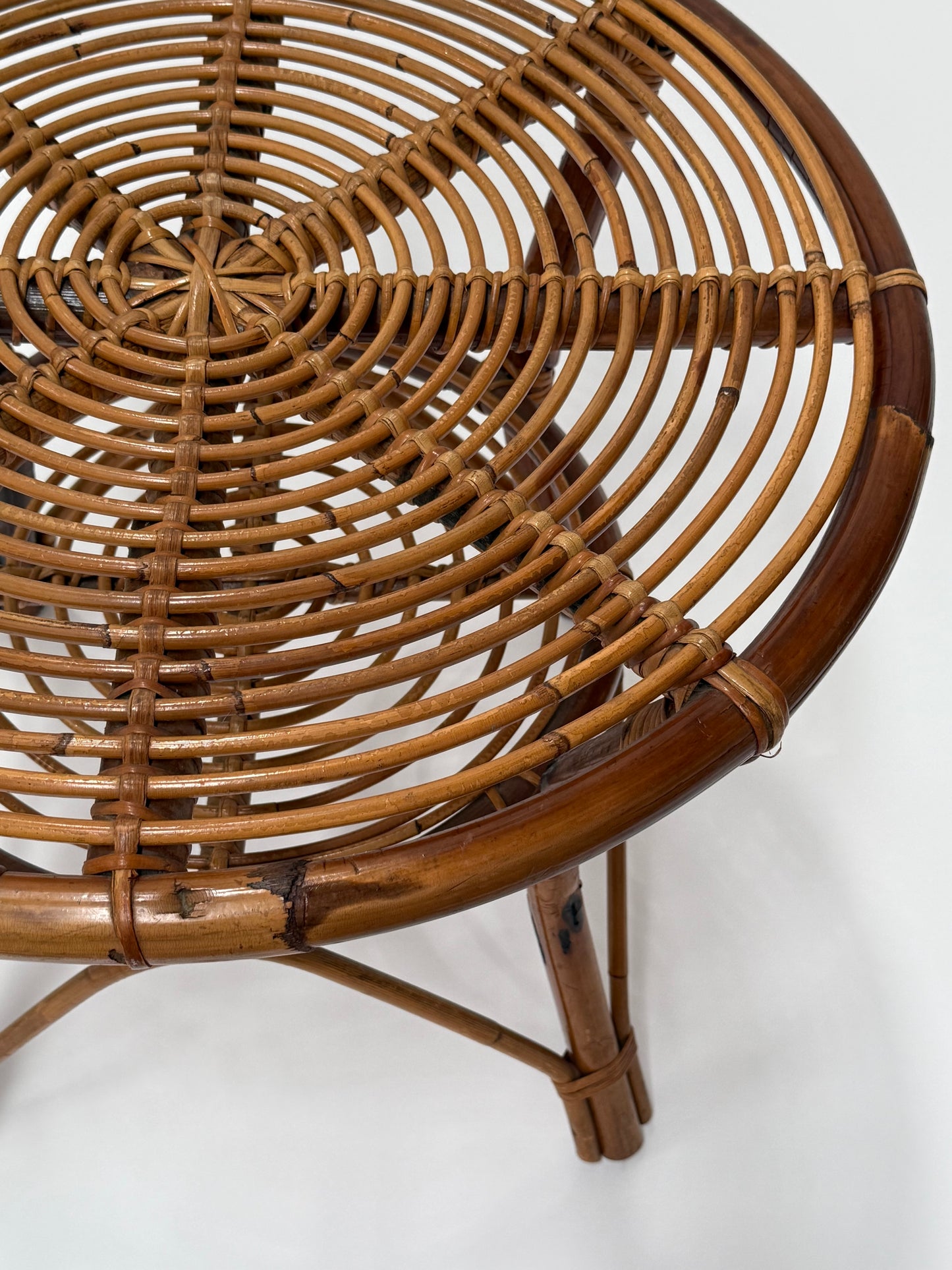 Italian Bamboo Coffee Table by Tito Agnoli