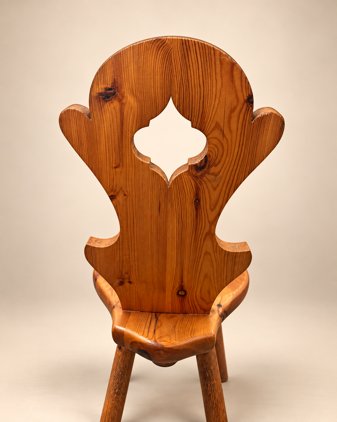 French Brutalist Timber Chair - Two Available