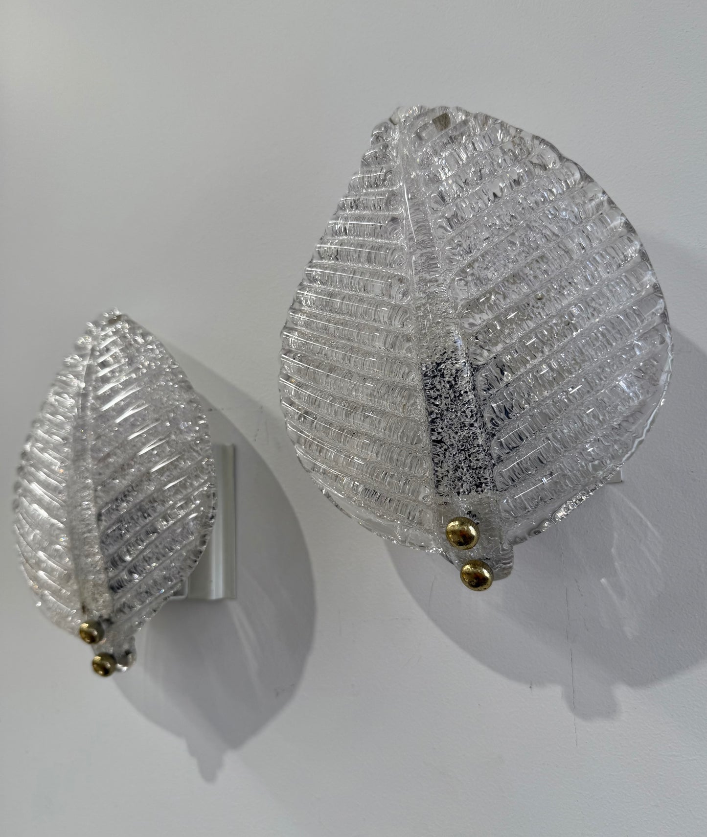 Pair of Murano Glass Foglia Wall Lights