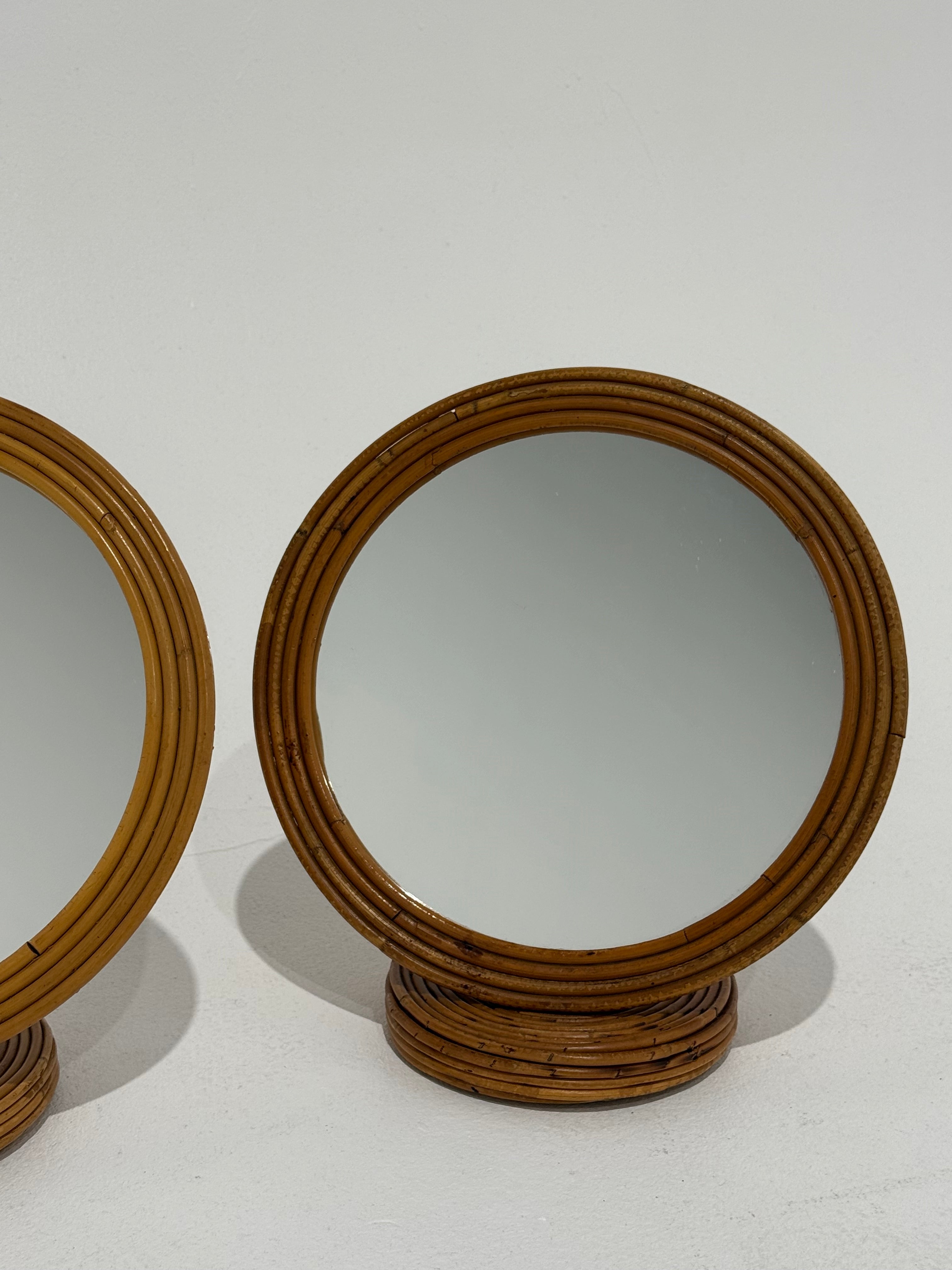 French Bamboo Vanity Mirror by Louis Sognot - Two Available
