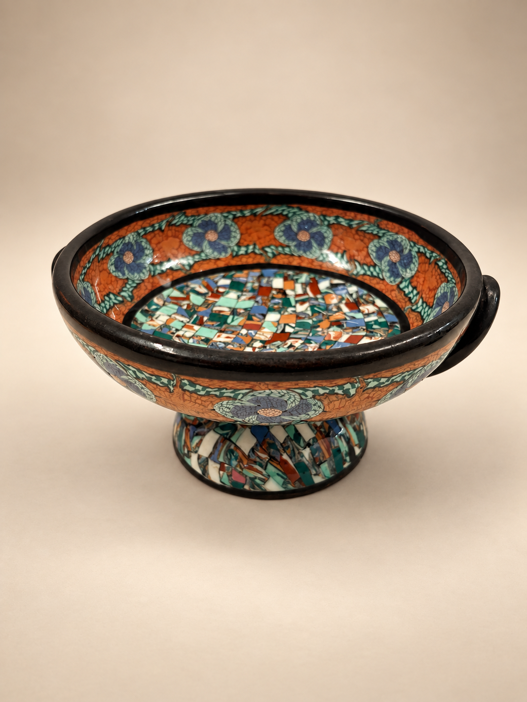 French Mosaic Ceramic Bowl by Jean Gerbino