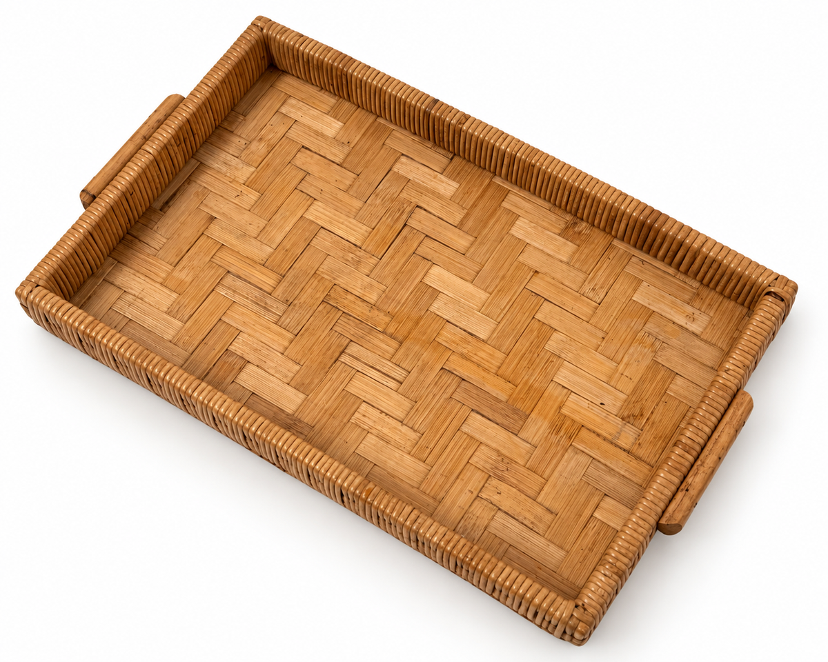 Italian Rattan & Bamboo Tray