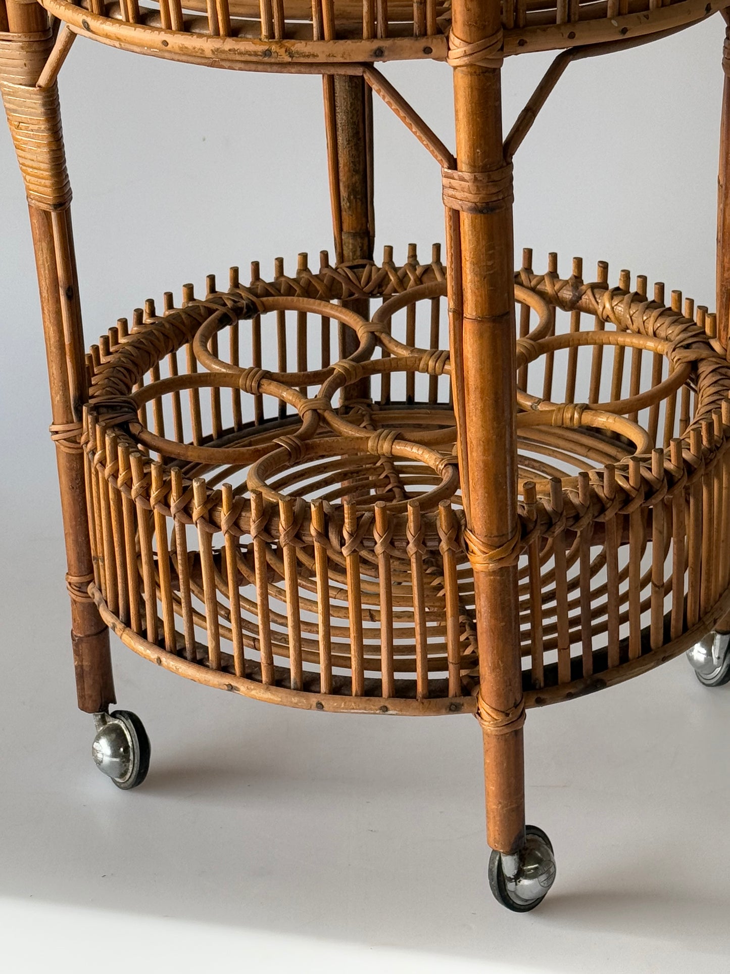 Italian 1960’s Bamboo Bar Trolley by Bonacina