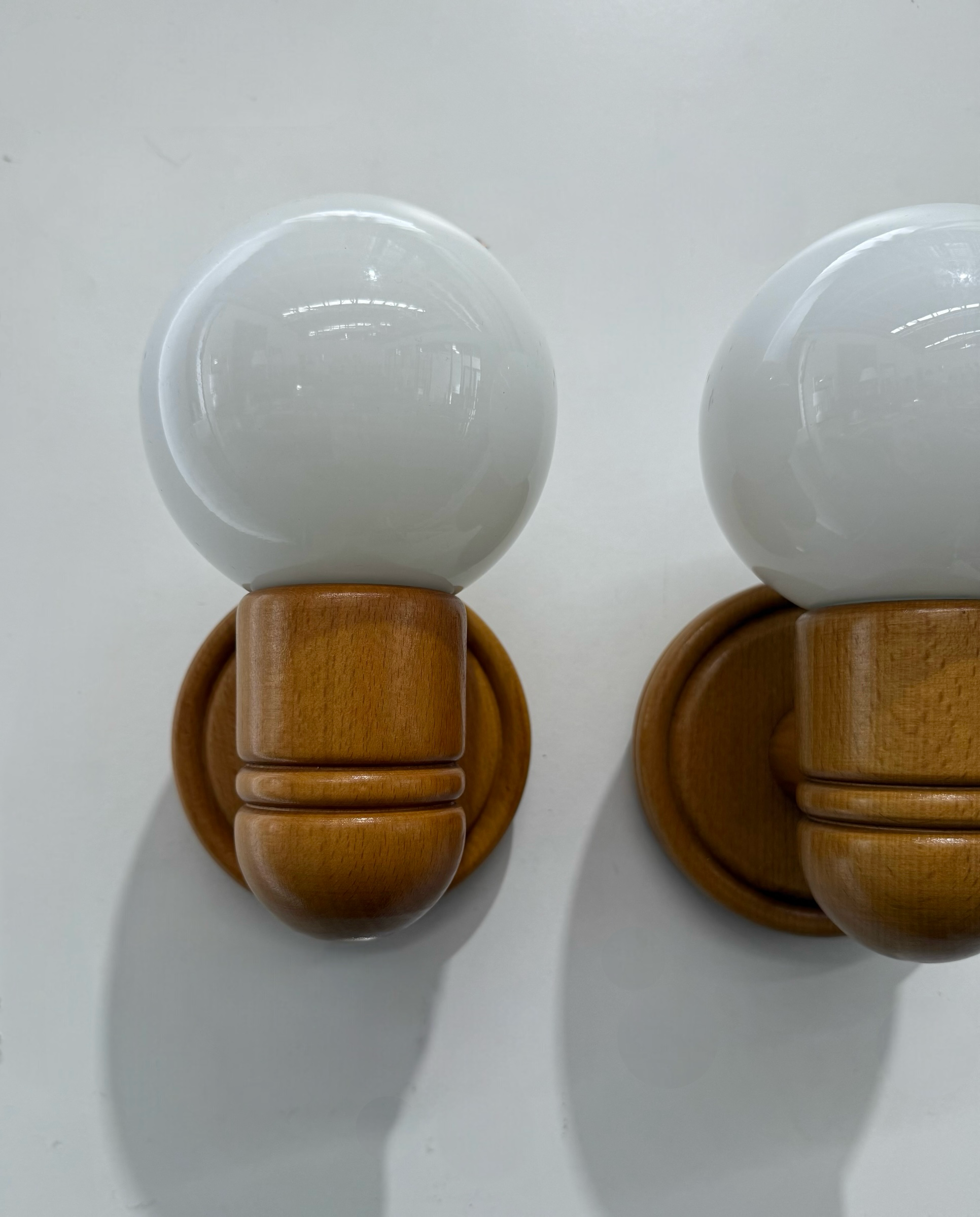 Pair of Scandinavian Pine Wall Lights