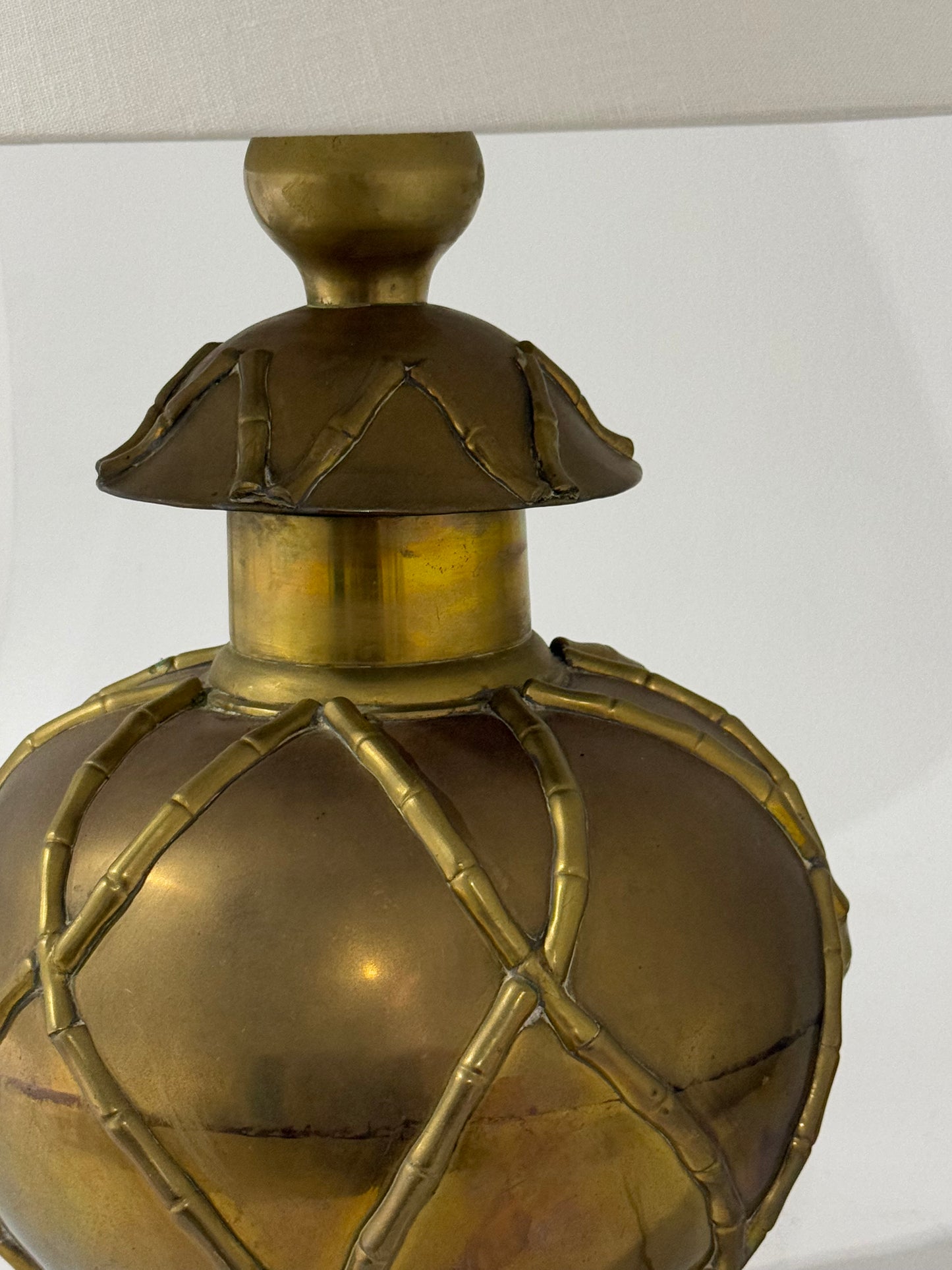 Large Italian Brass Faux Bamboo Lamp