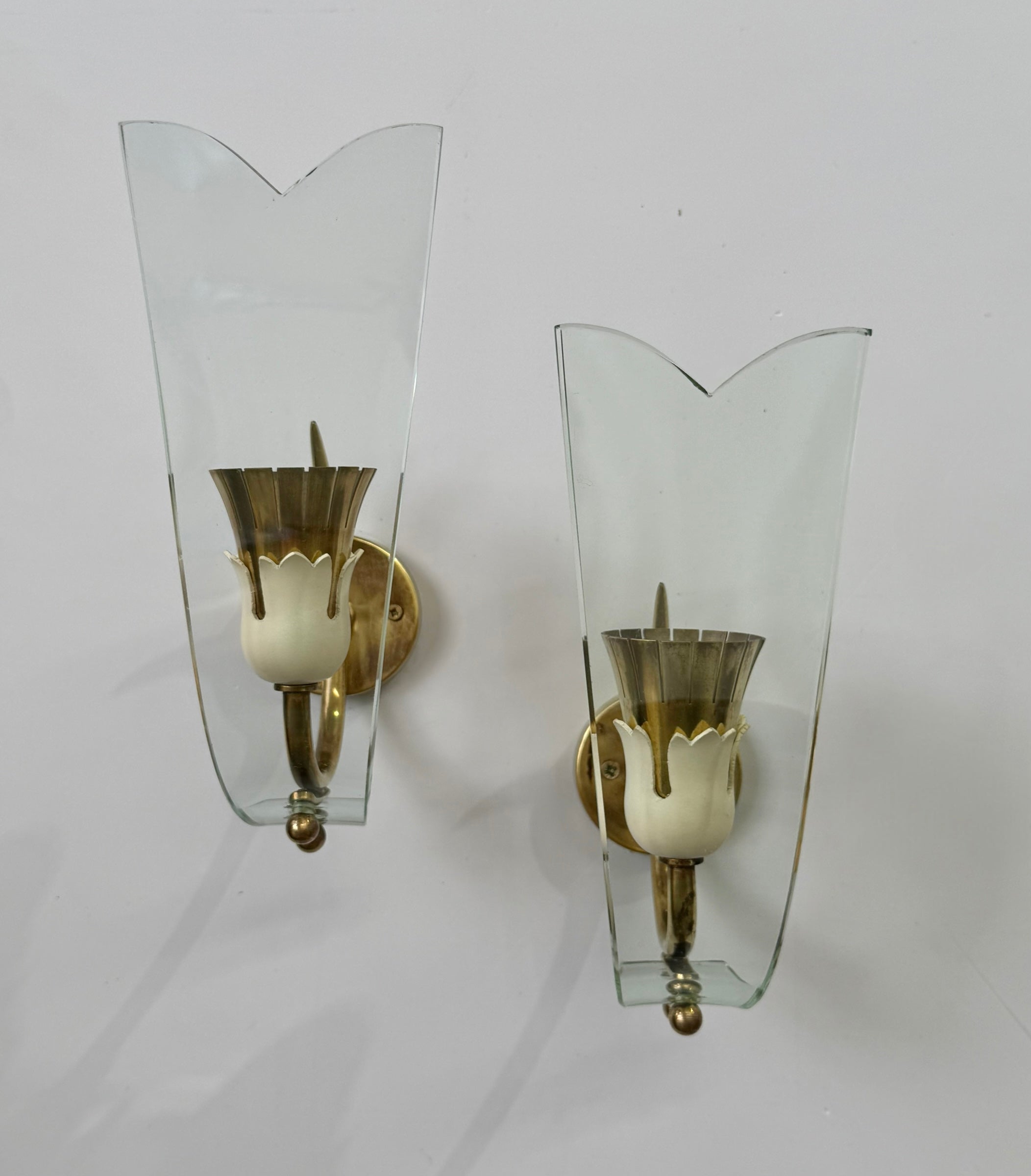 Pair of 1950’s Italian Glass Wall Lights