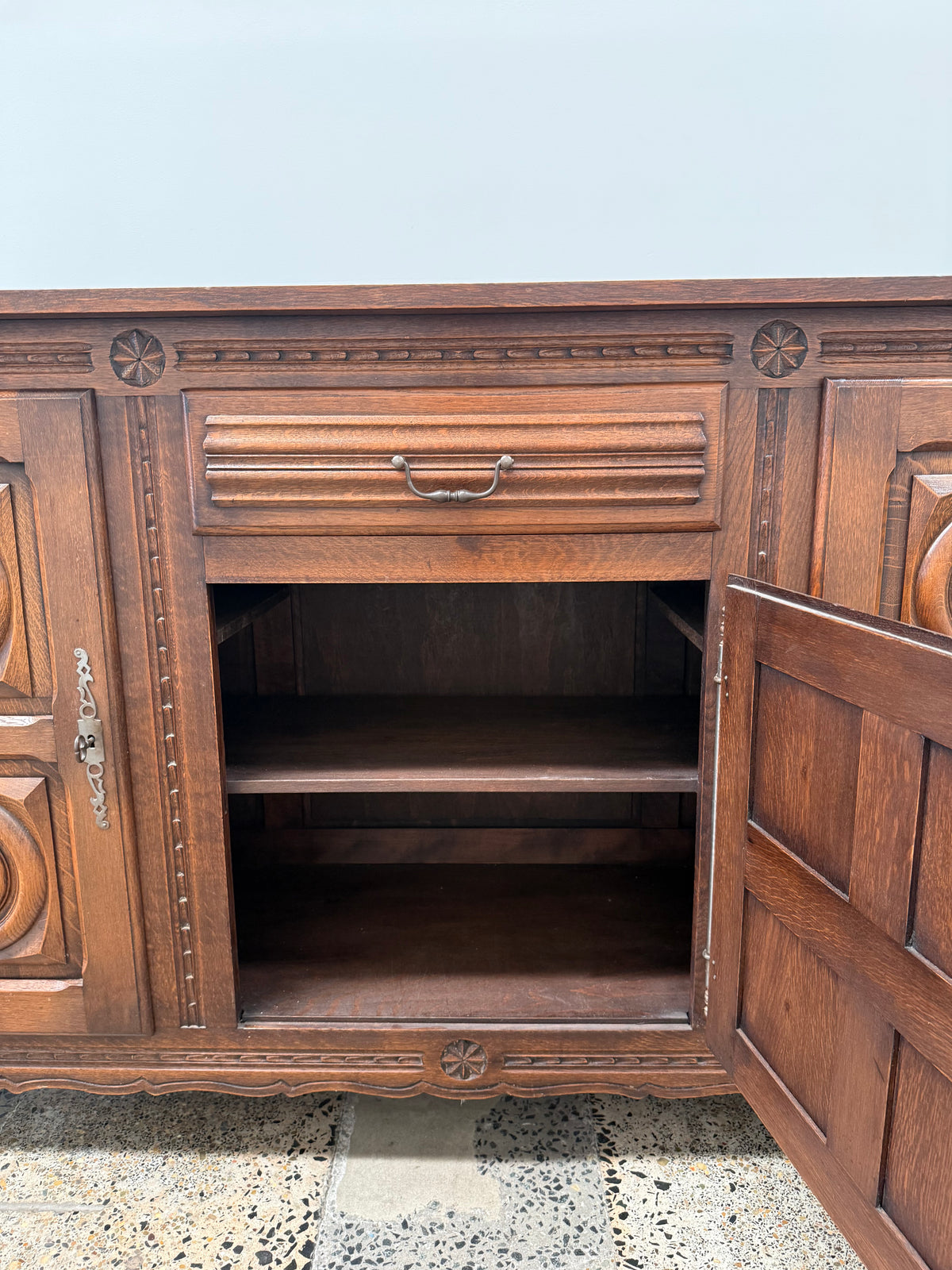 Vintage French Oak Sideobard by Charles Dudouyt