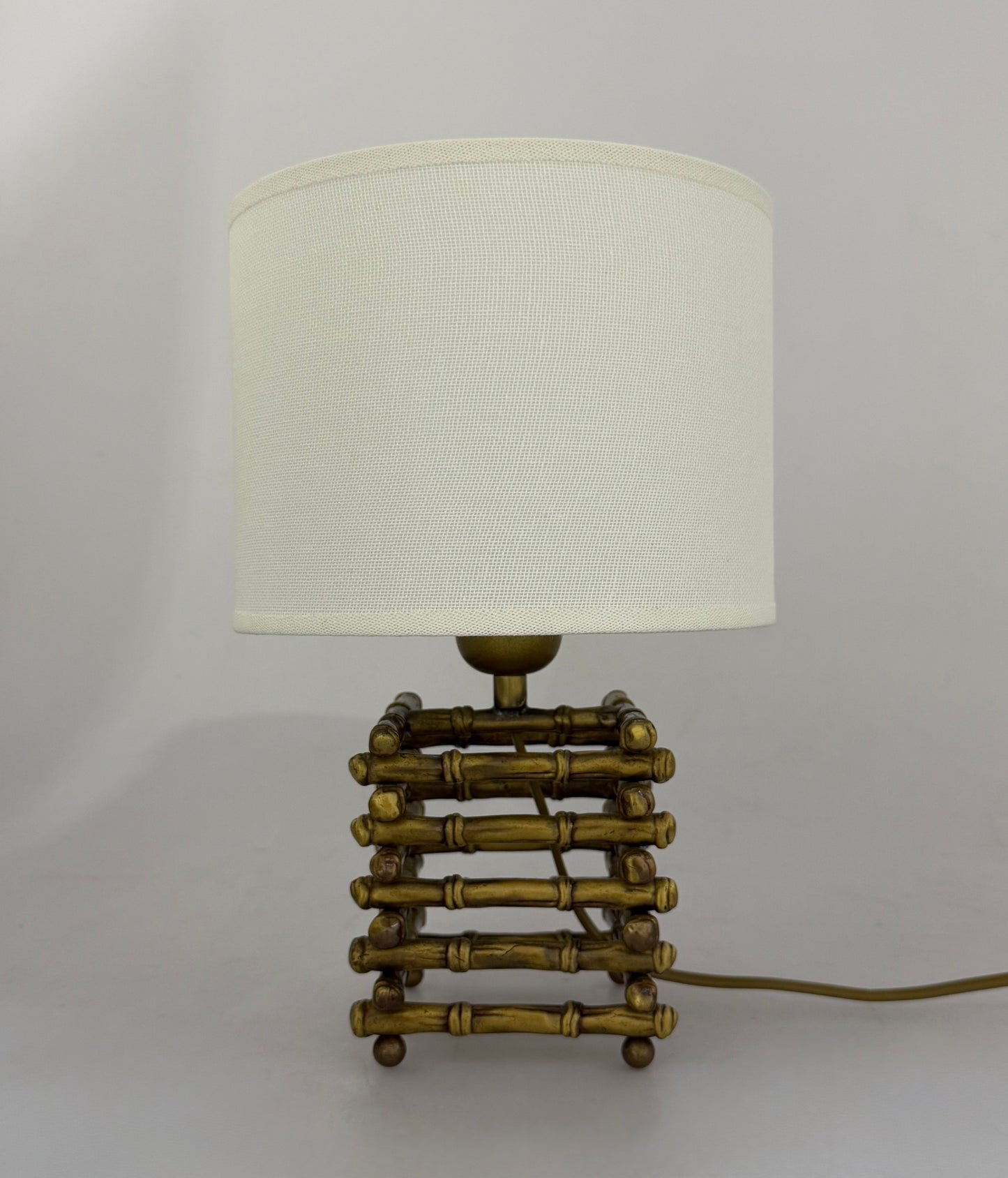 Vintage Brass Faux Bamboo Lamp - Two Available