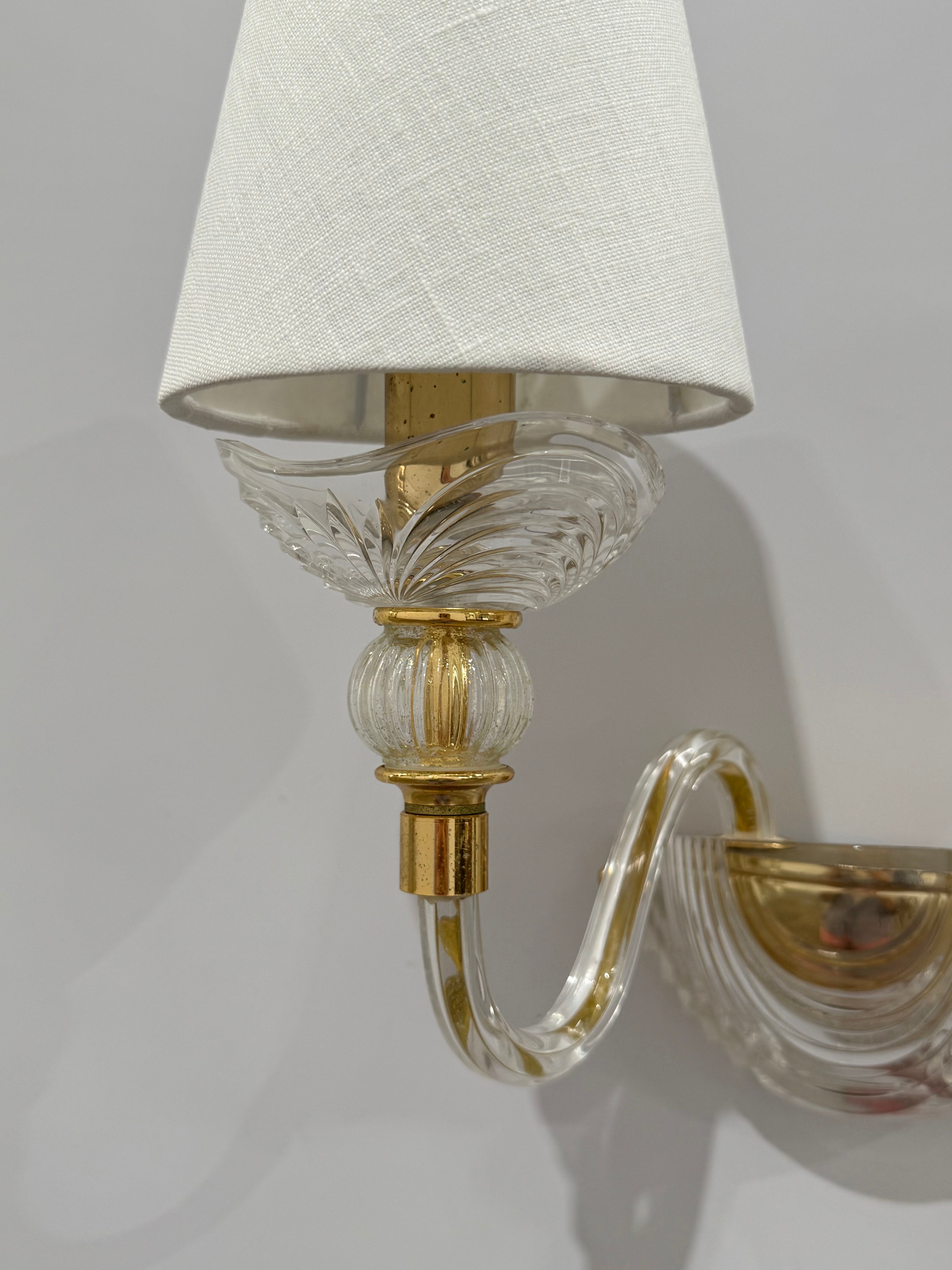 Pair of Vintage Italian Glass Wall Lights