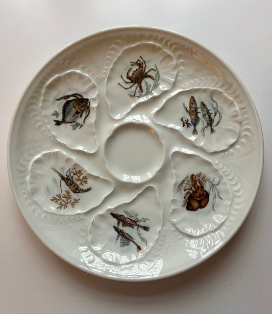 Vintage French Porcelain Oyster Plate