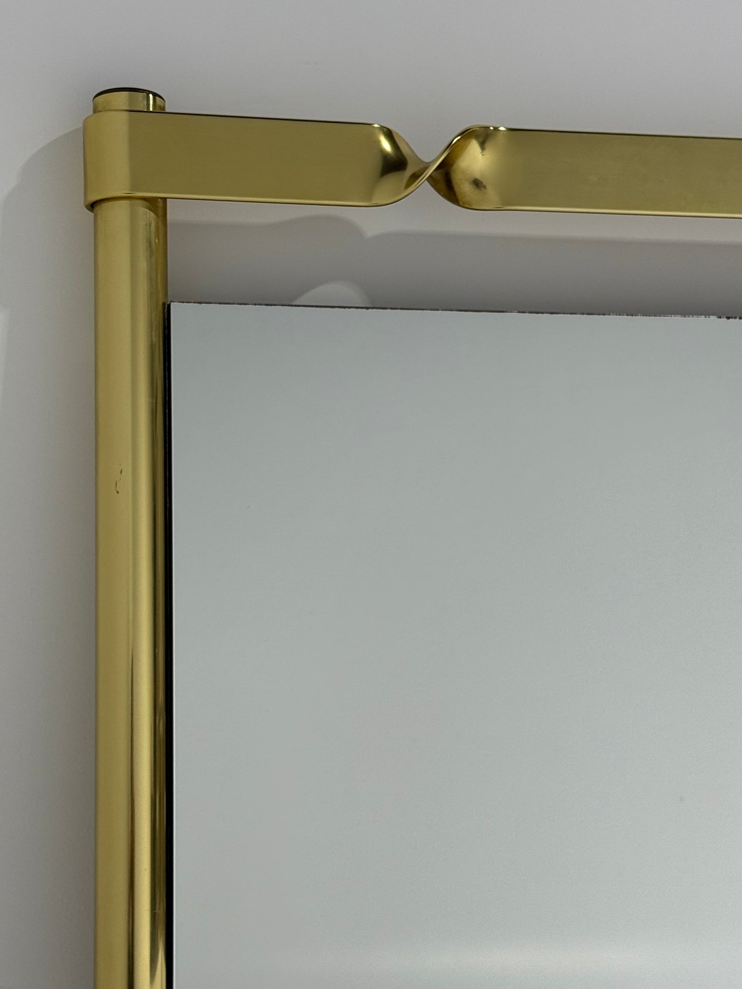 1970’s Italian Brass and Mirror by Luciano Frigerio