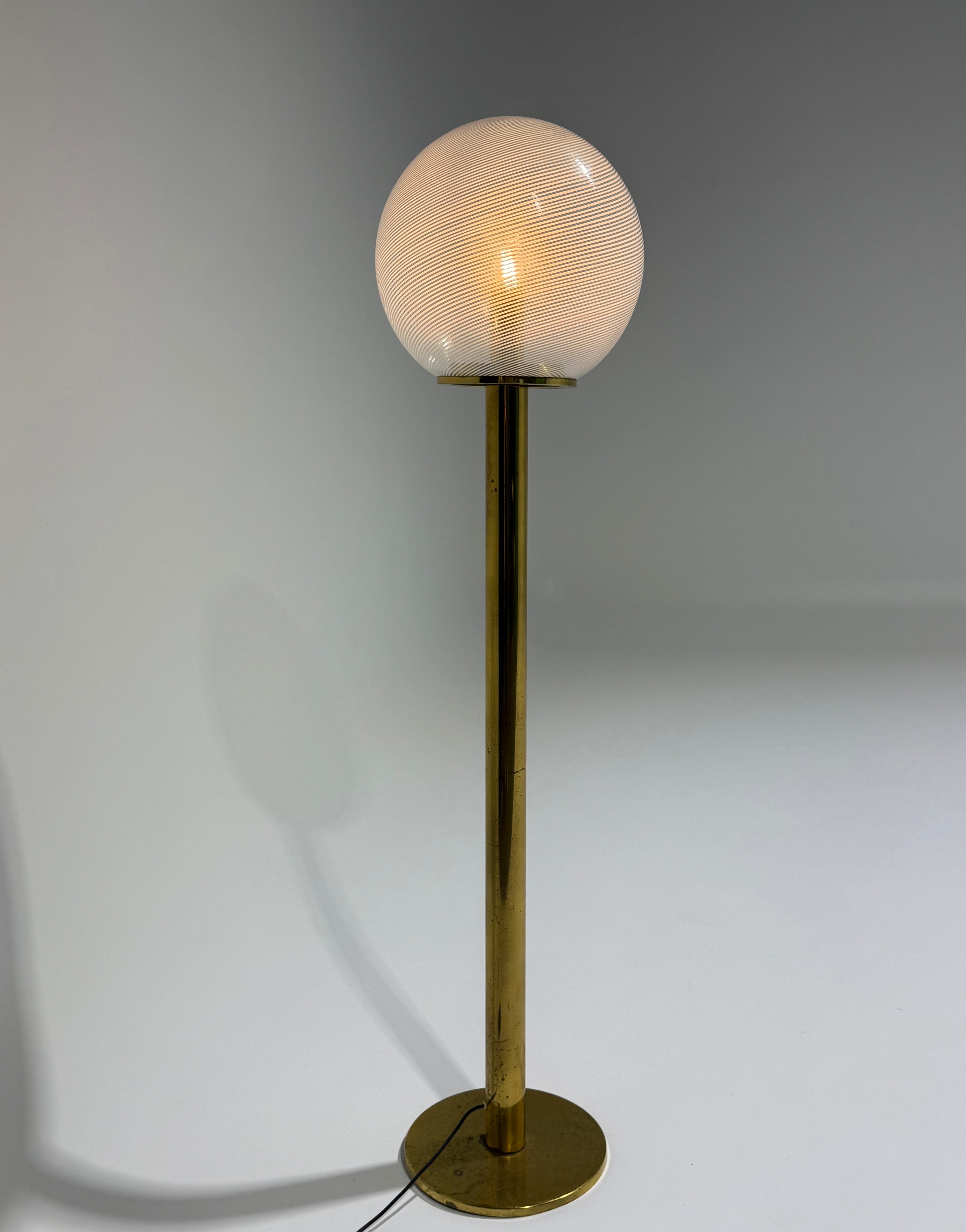 1970’s Italian Floor Lamp with Murano Glass Shade