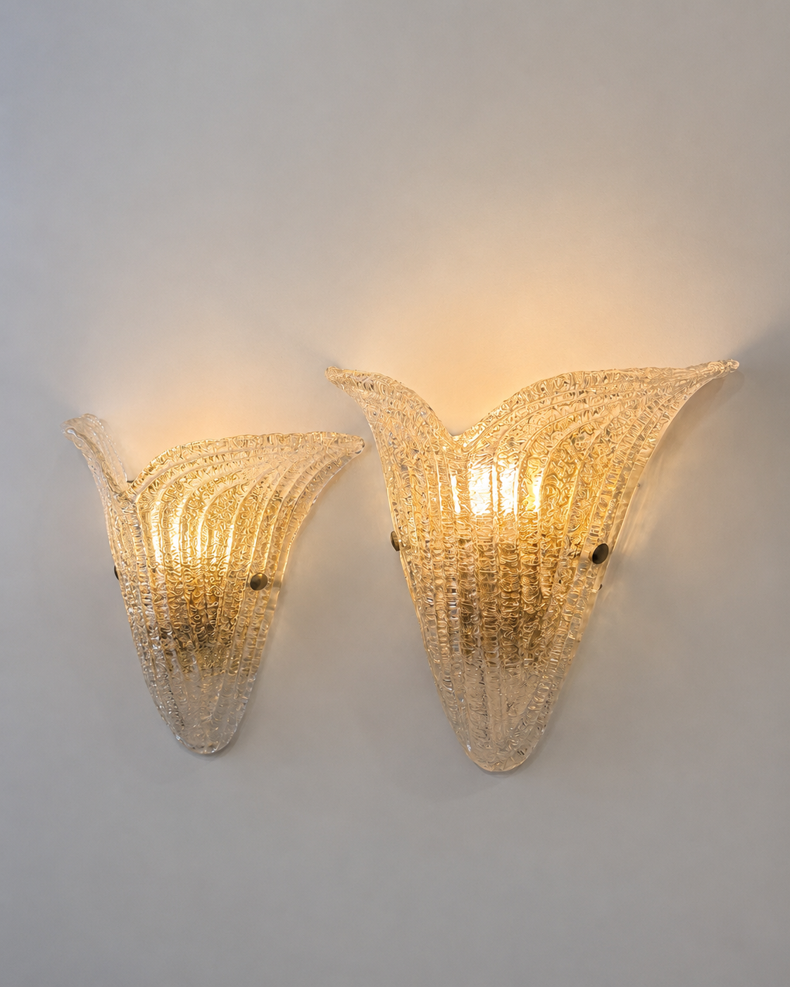 Pair of Vintage Murano Scalloped Wall Lights