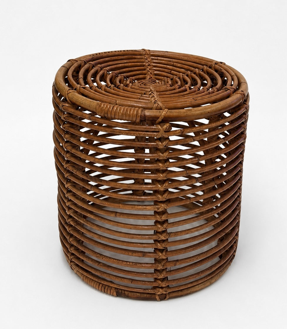Vintage Italian Bamboo Stool by Tito Agnoli