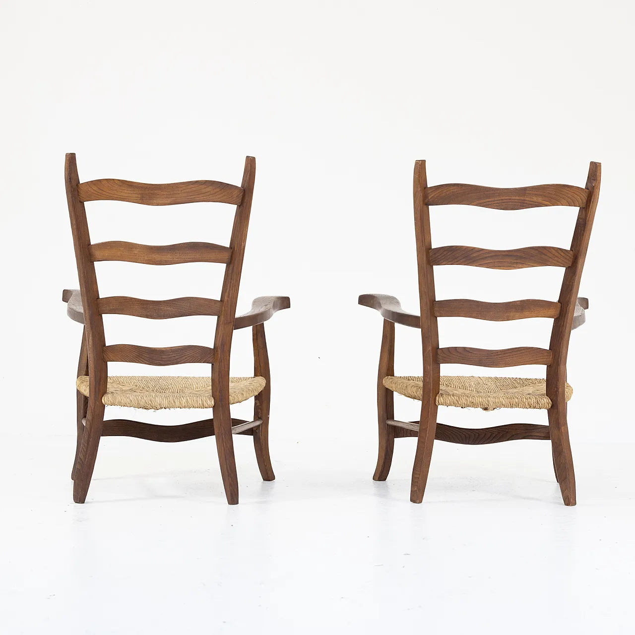 Vintage Italian Timber & Rush Armchair - Two Available