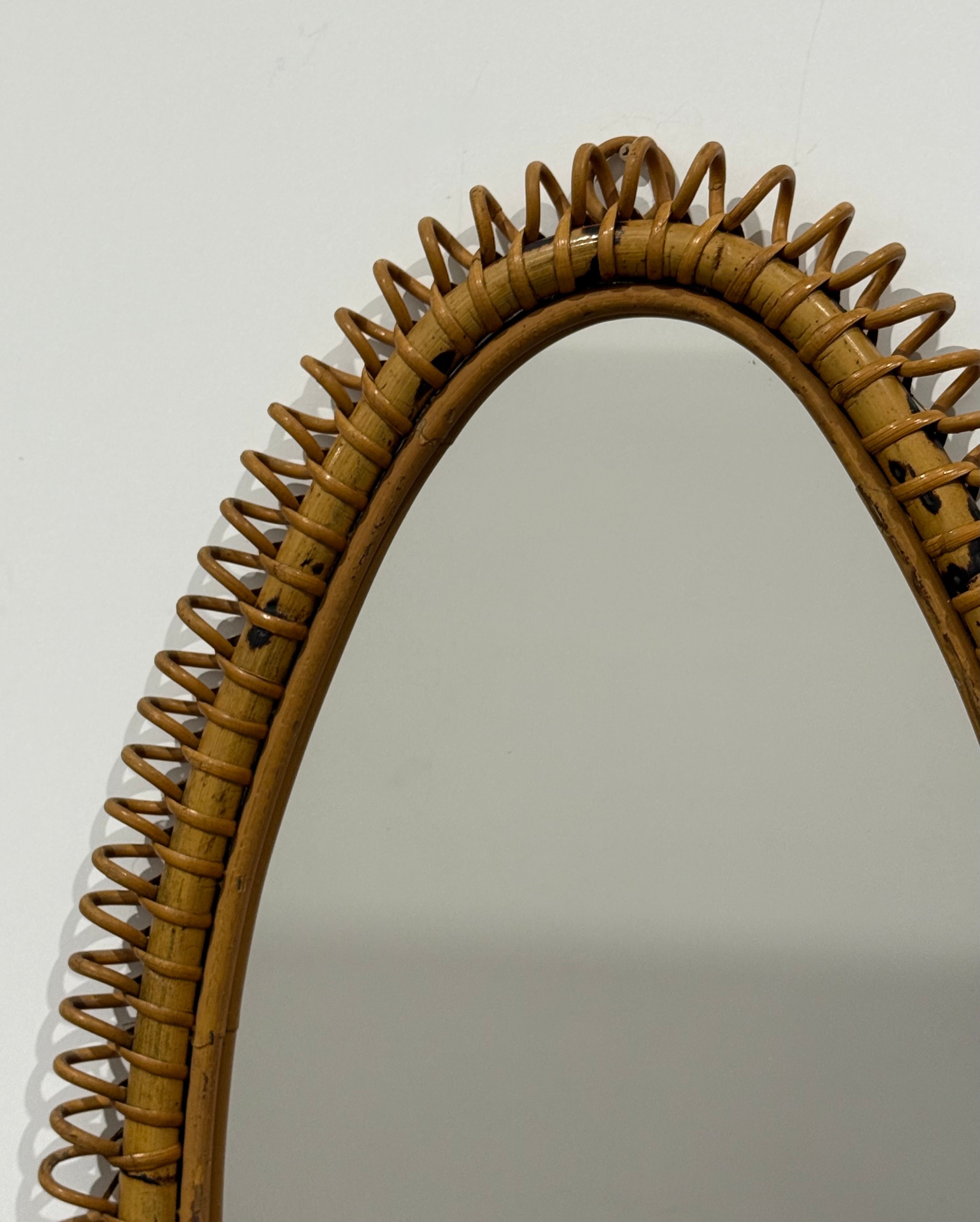 Large Italian Bamboo Mirror by Franco Albini
