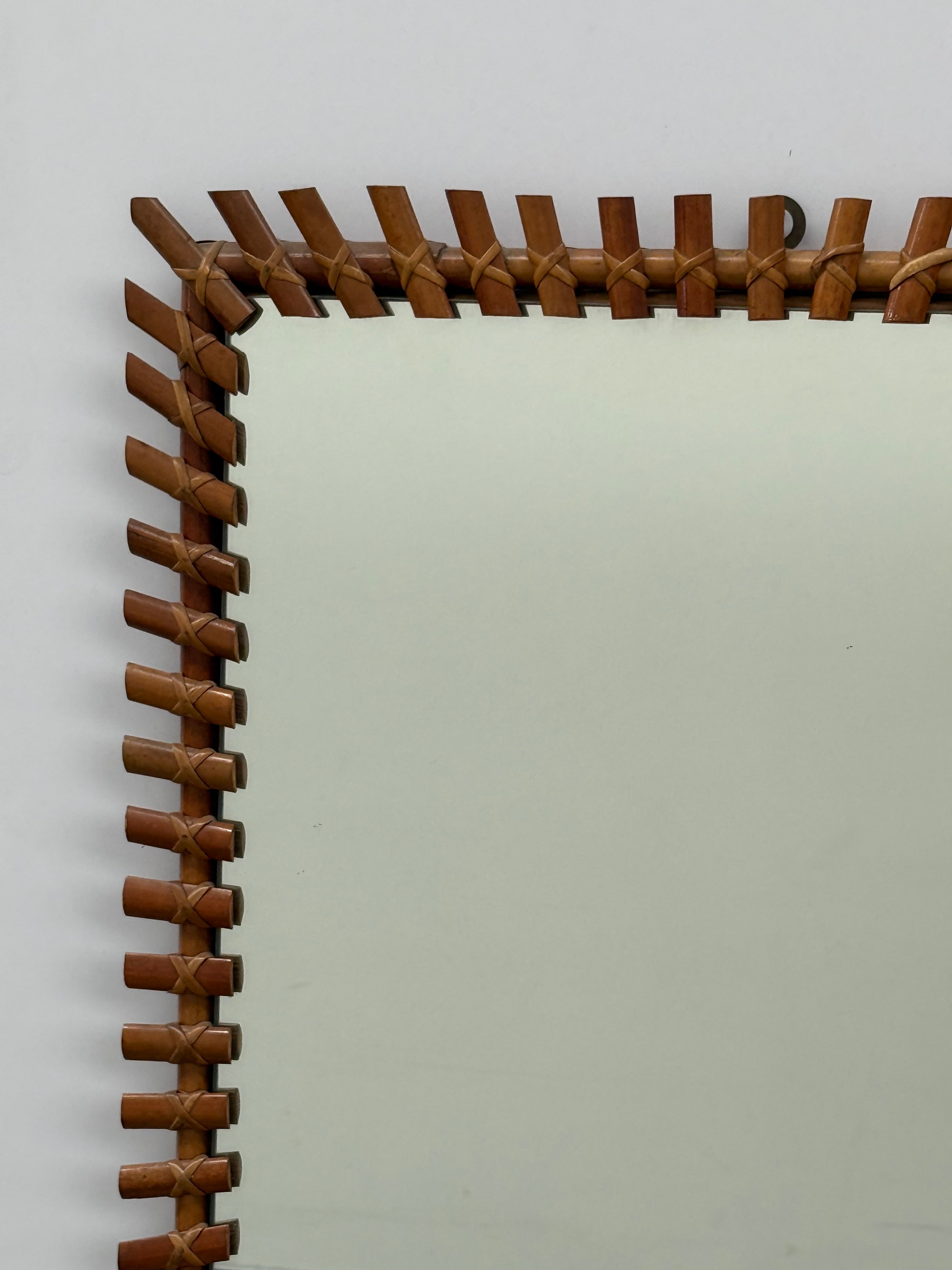 Italian Bamboo Mirror by Bonacina